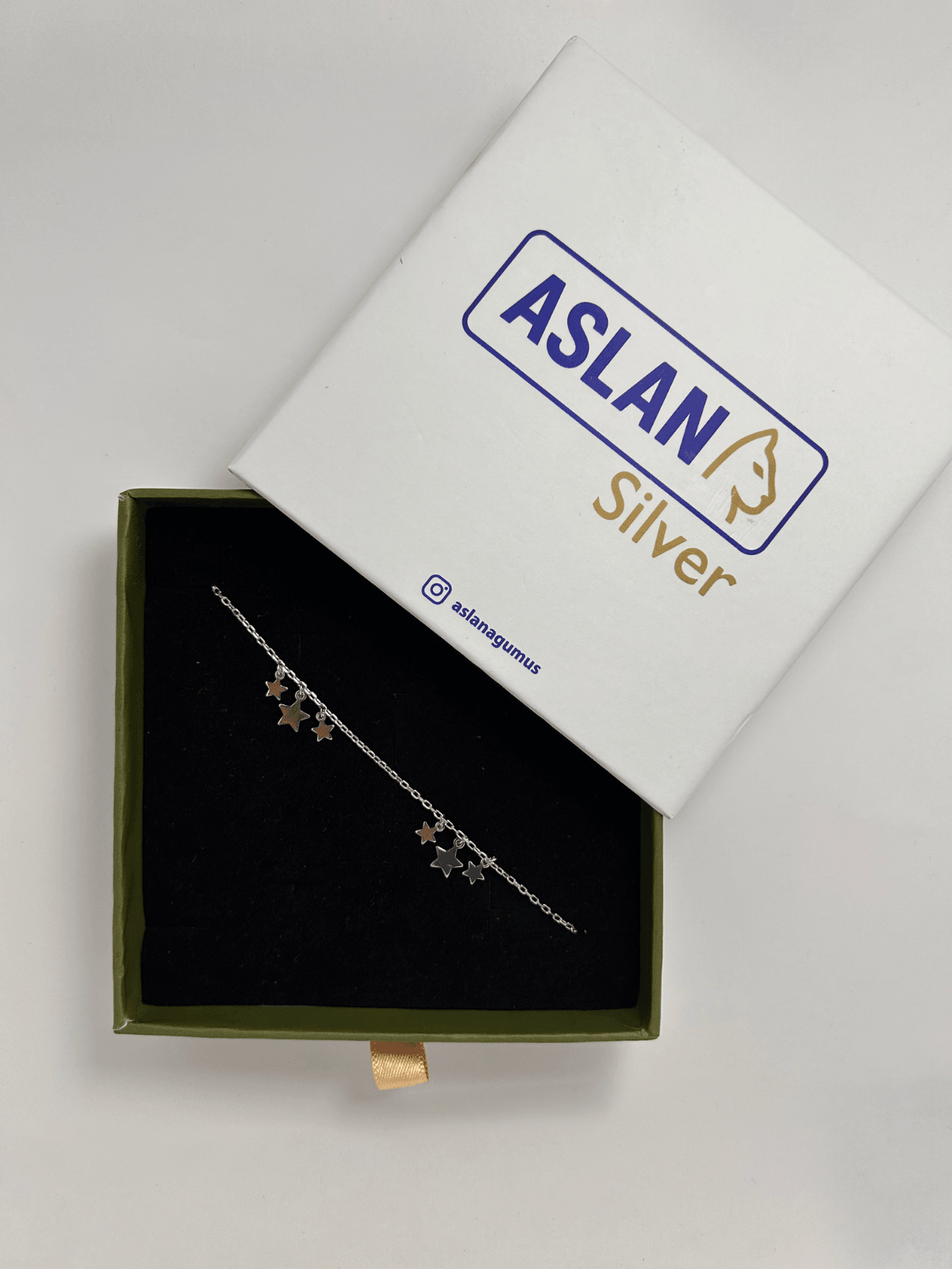 ASLANA 925 Ayar Gümüş Beyaz Kutup Yıldızı Motifli Halhal