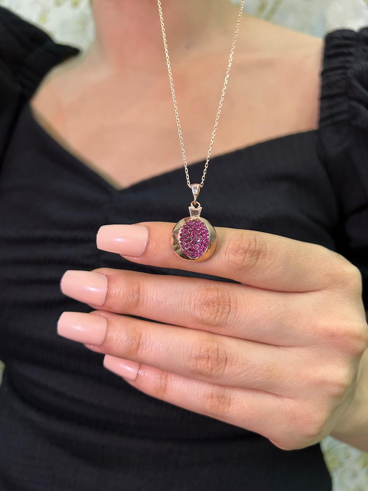 925 Ayar Gümüş Rose Midye Kolye