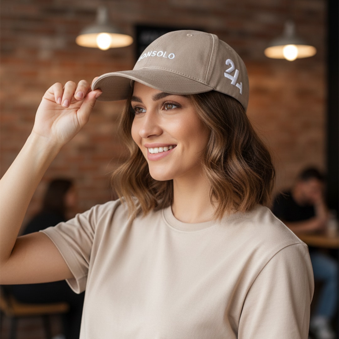 Bej Unisex Şapka 24 Exclusive Logolu Ayarlanabilir Beyzbol Şapkası