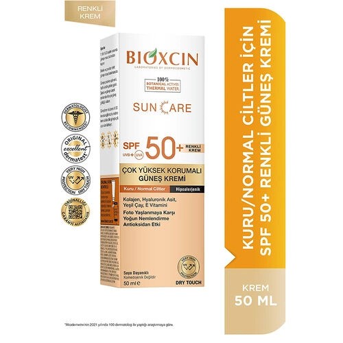 Bioxcin Sun Care Kuru Ciltler için Güneş Kremi SPF 50+ 50 ml - Renkli