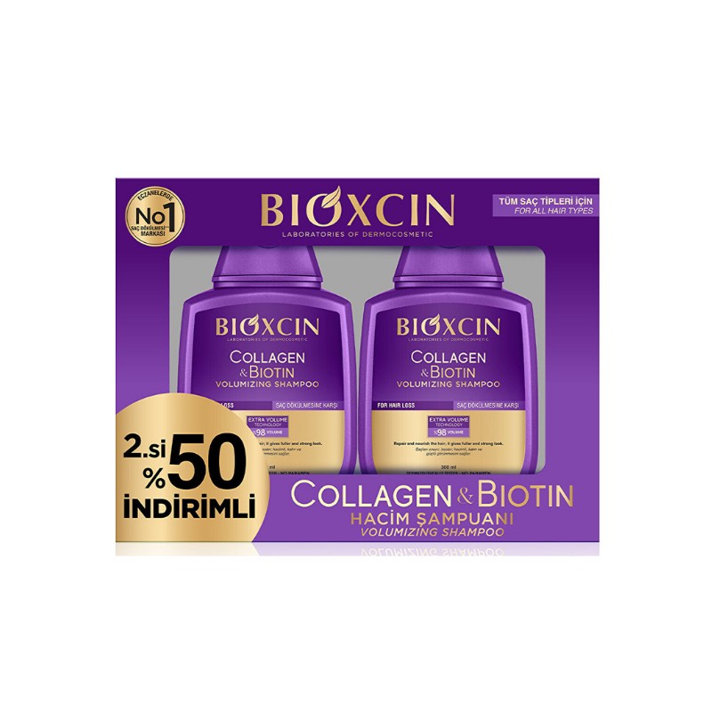 Bioxcin Collagen & Biotin Şampuan 300 ml x 2 adet - 2.si %50 İndirimli