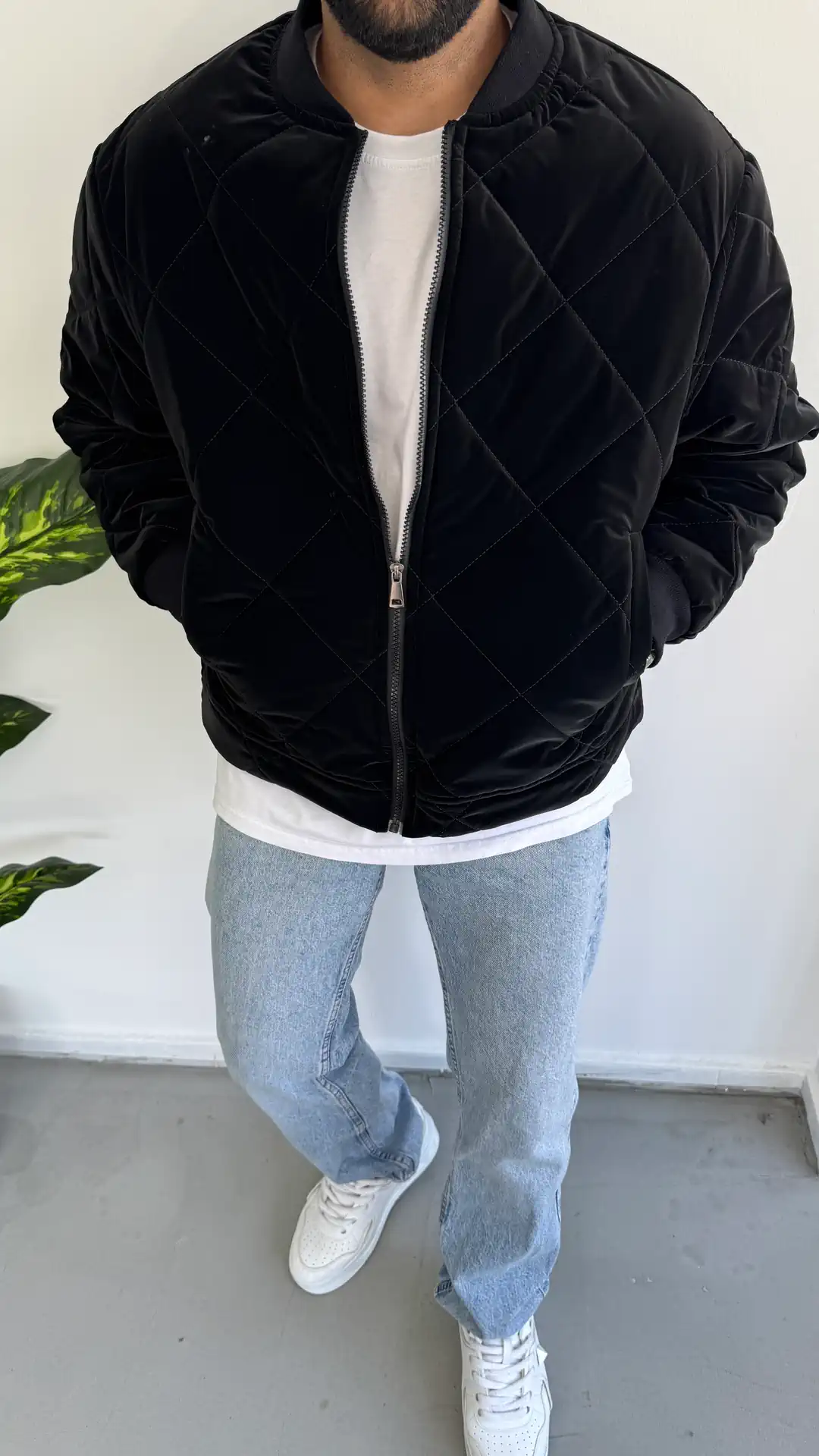 ZR Model Kapitone Bomber Ceket - Siyah