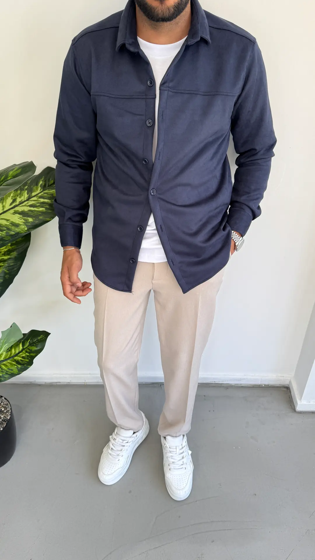 Nubuk Gömlek - Lacivert