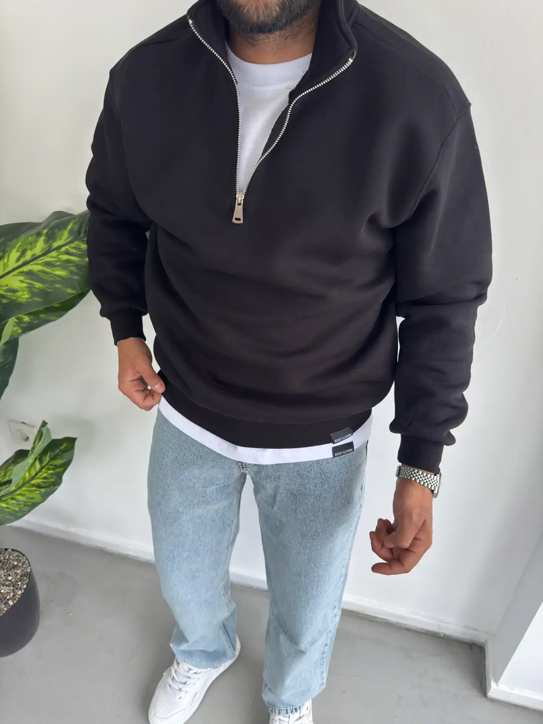 3 İplik Şardonlu Sweatshirt ( Fermuar Yaka )