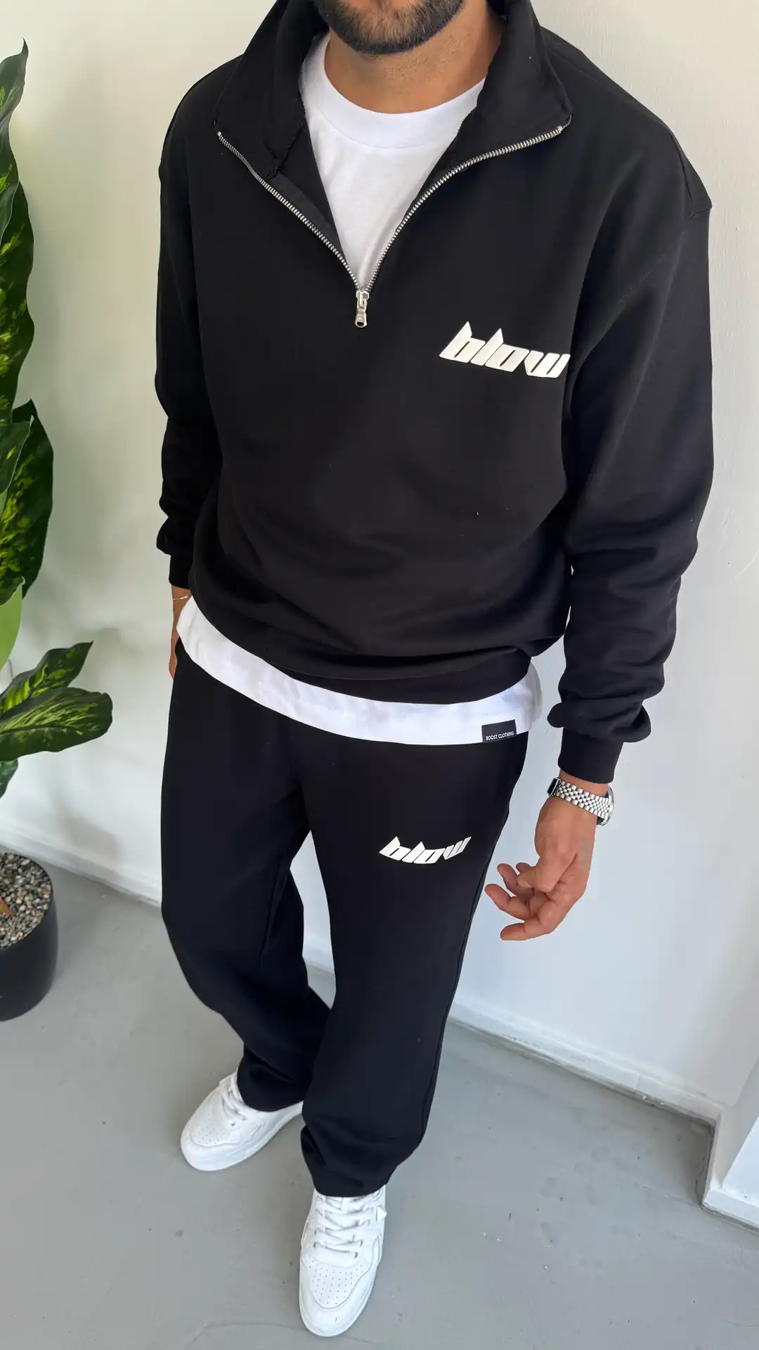 Blow Baskı Detay Takım ( T-shirt Hediyeli ) - Siyah