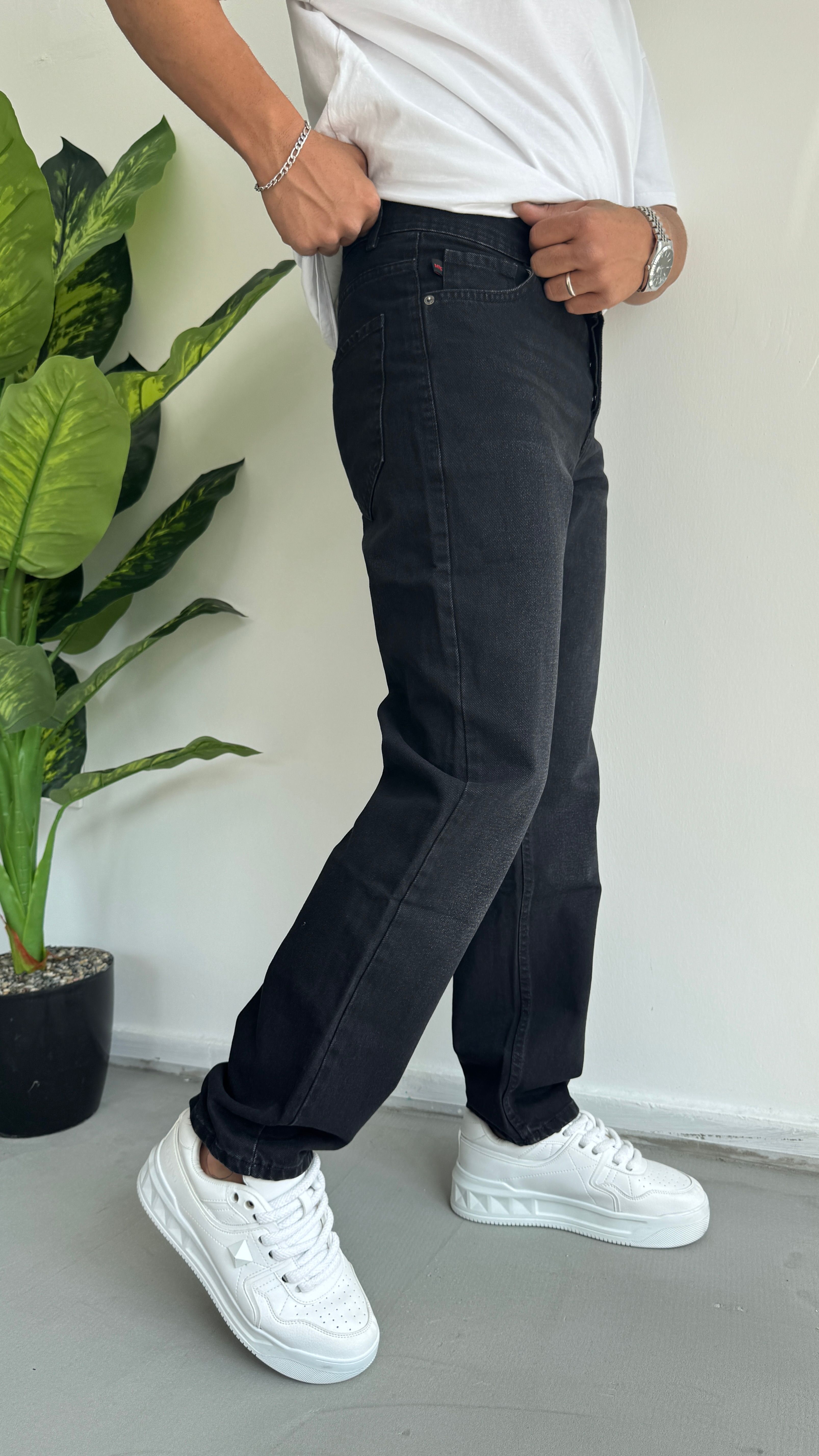 Baggy kot pantolon (taşlama desen)