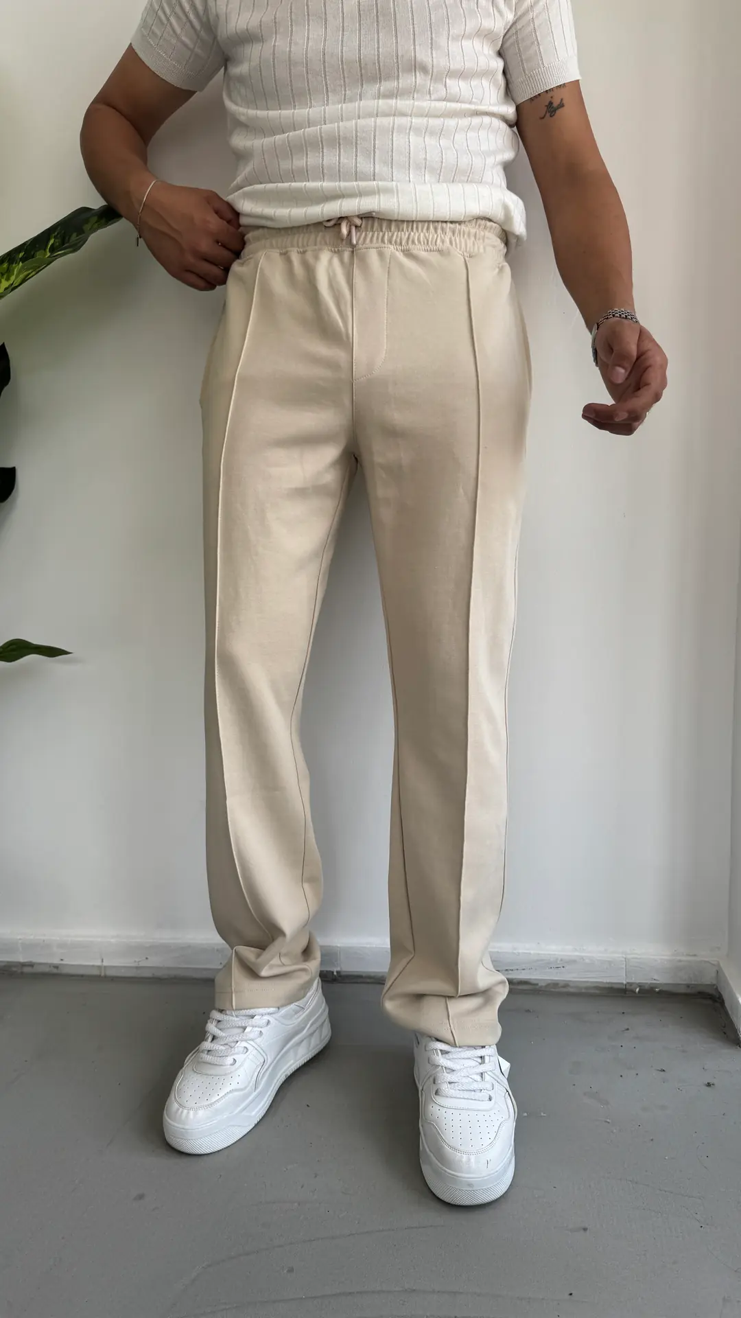 Çima Detay Pantolon ( Double Face Kumaş ) - Bej