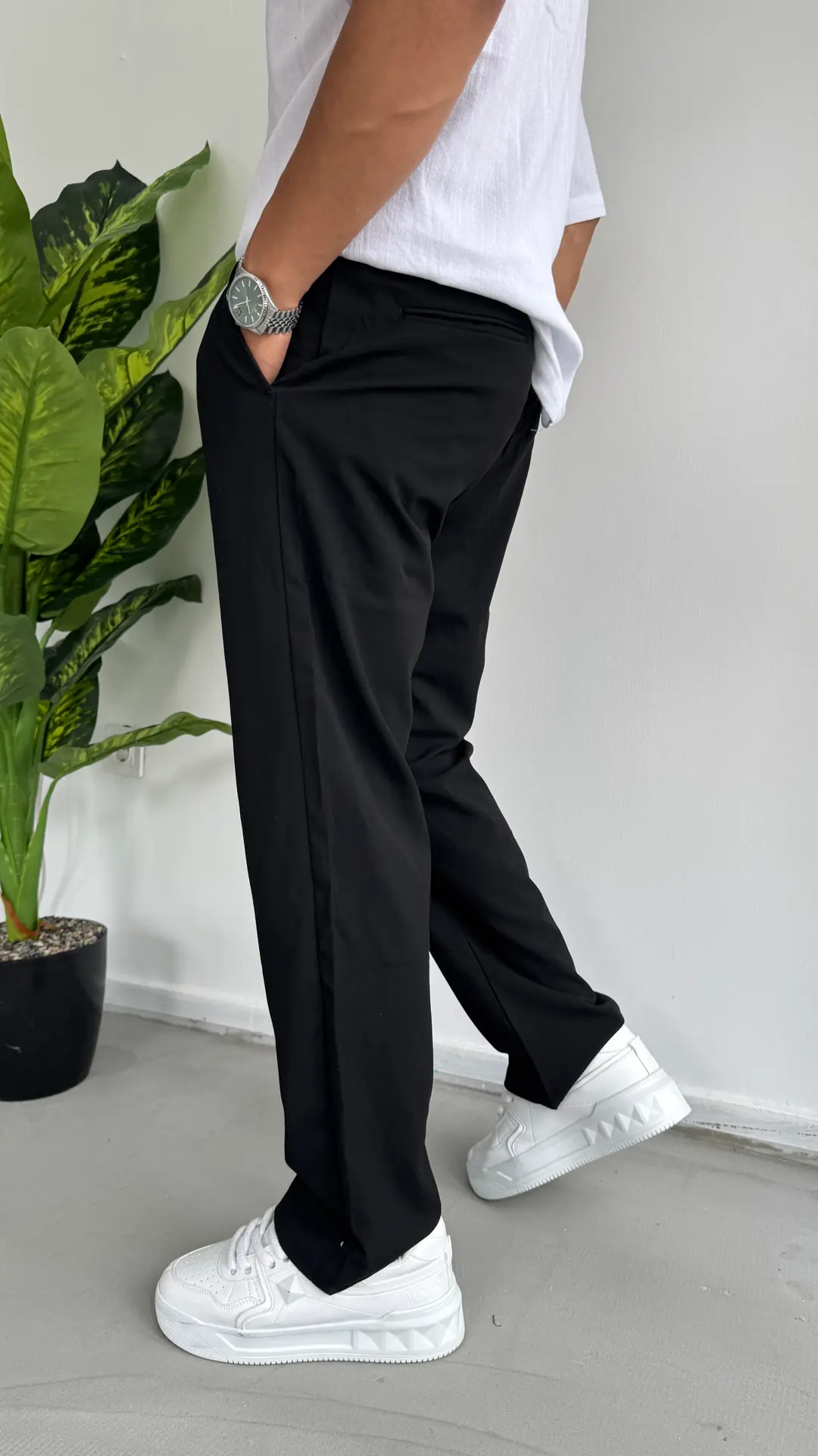 Baggy Pileli Kumaş Pantolon