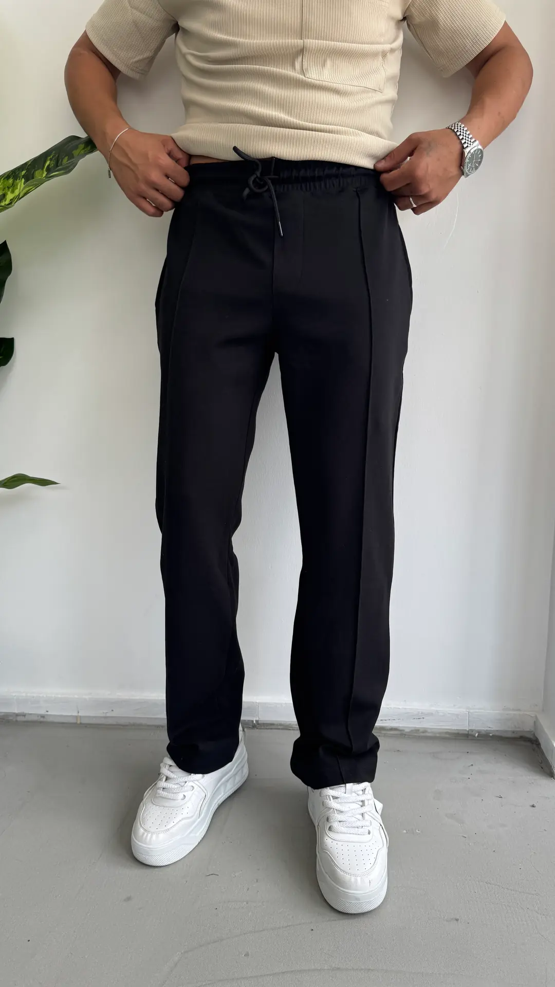 Çima Detay Pantolon ( Double Face Kumaş ) - Siyah