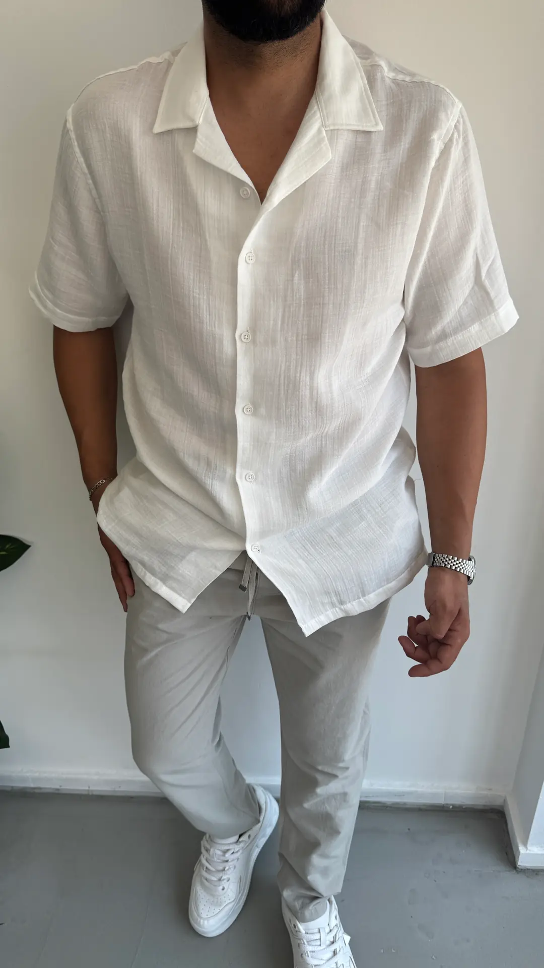 Müslin Kumaş Kısa Kol Gömlek