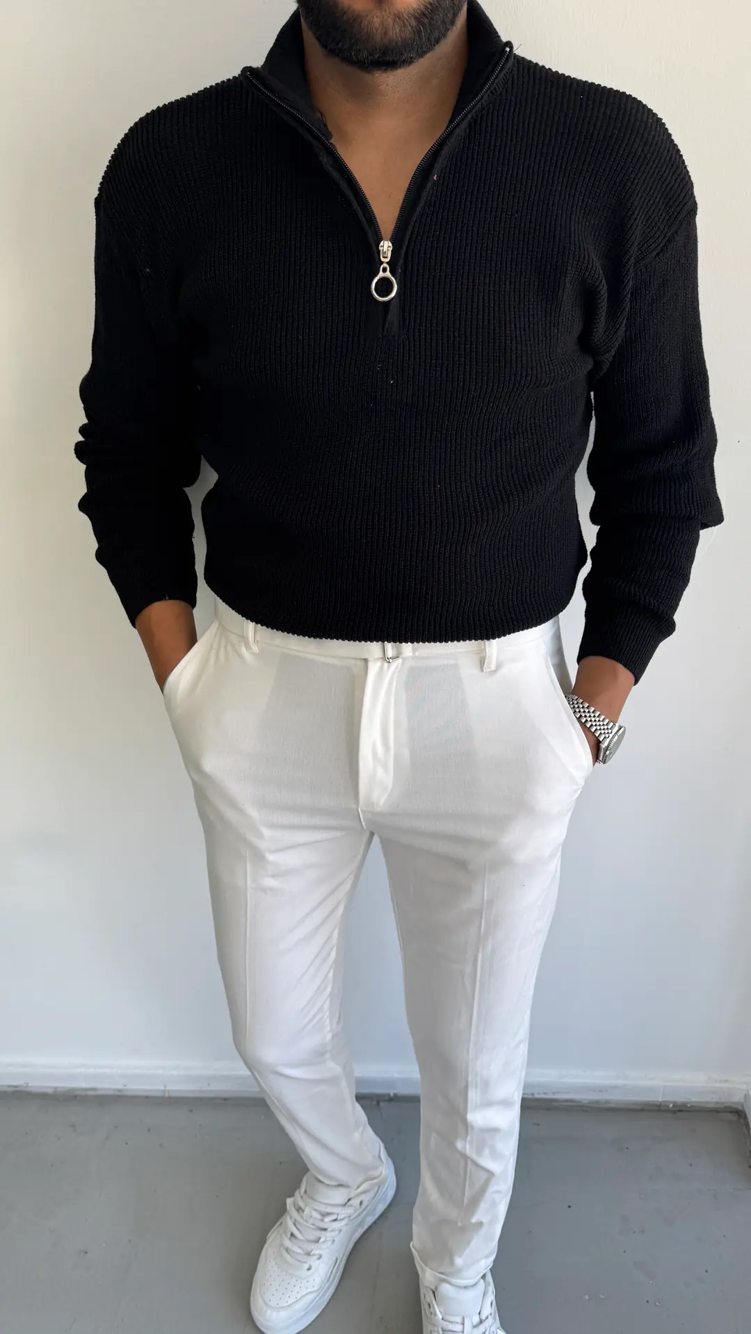 Triko Örme Kazak - Siyah