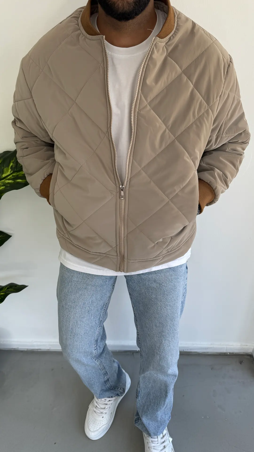 ZR Model Kapitone Bomber Ceket - Bej