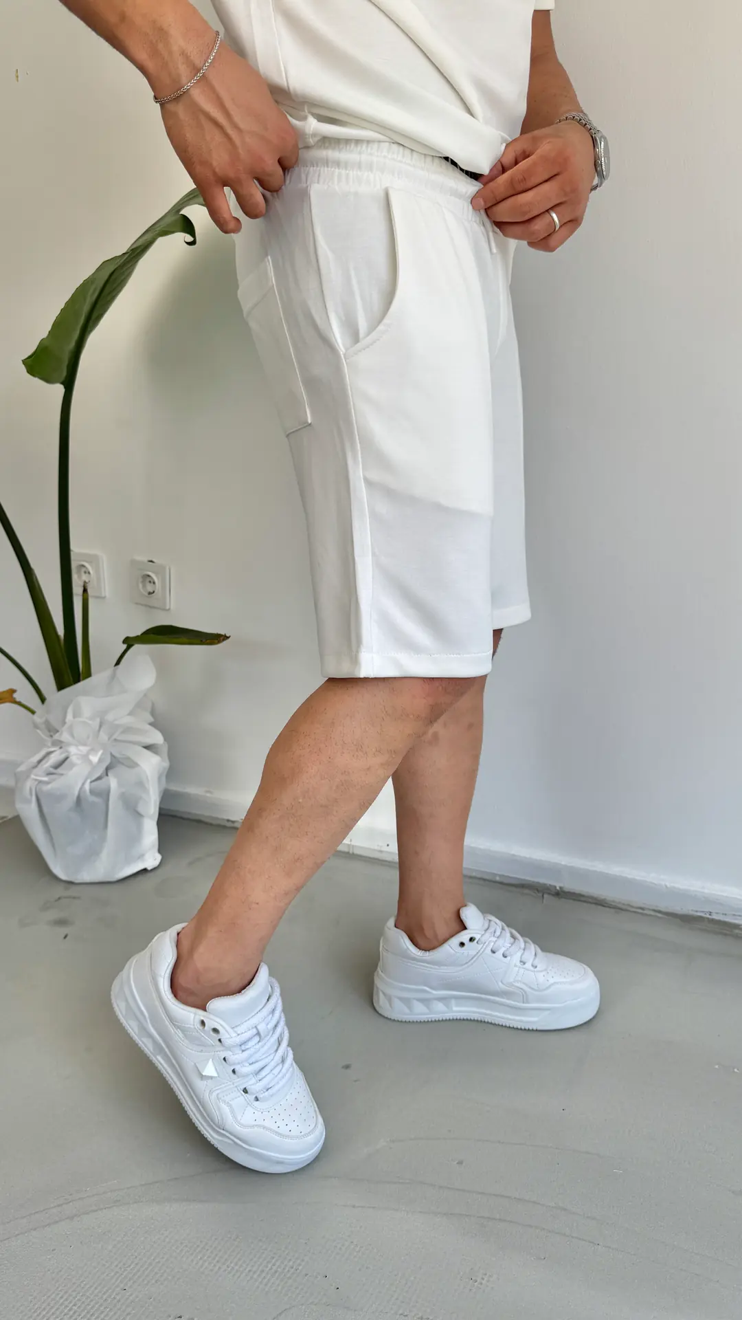 Oysho Kumaş Likralı Şort - Beyaz