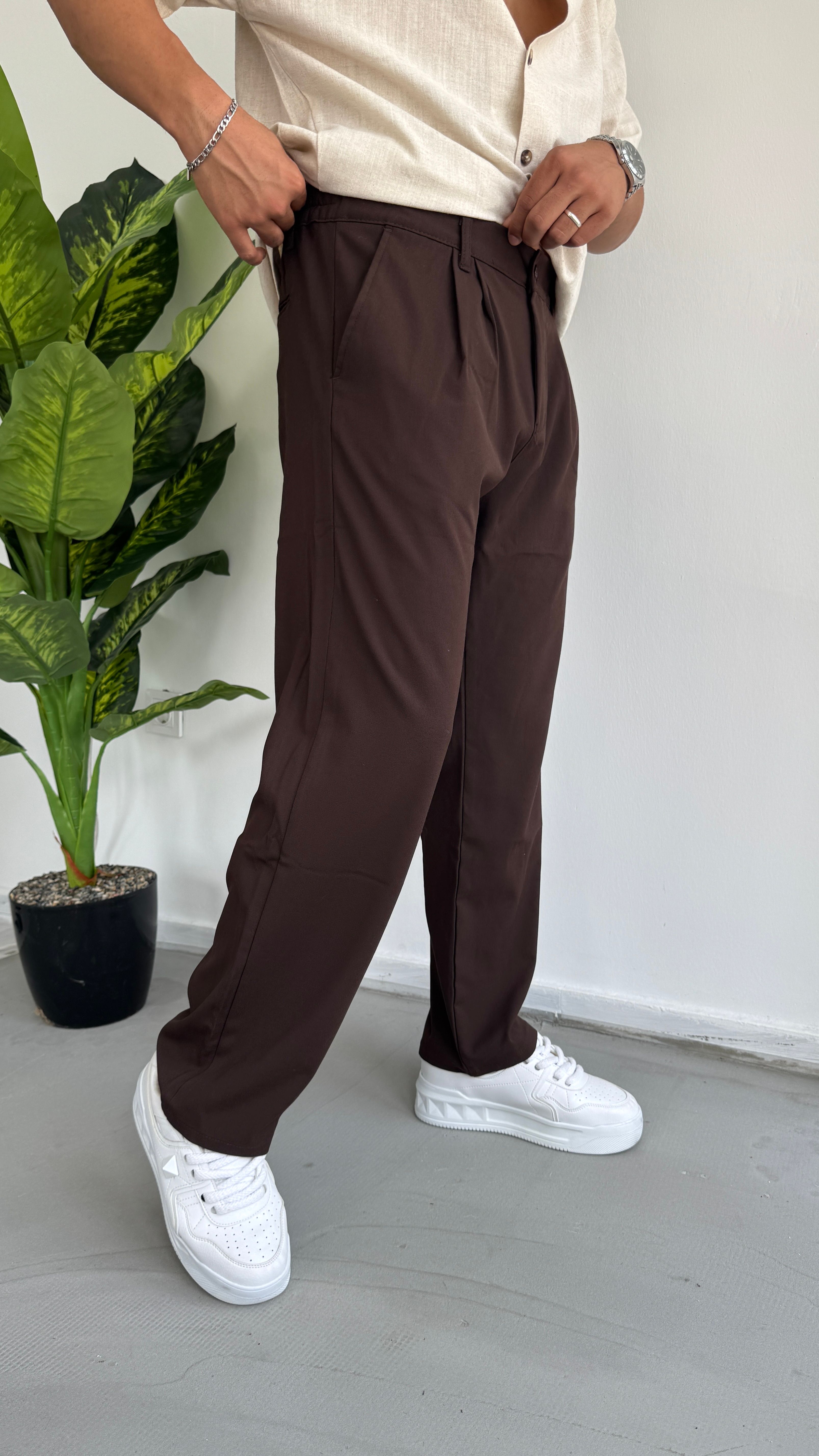 Baggy Pileli kumaş pantolon 