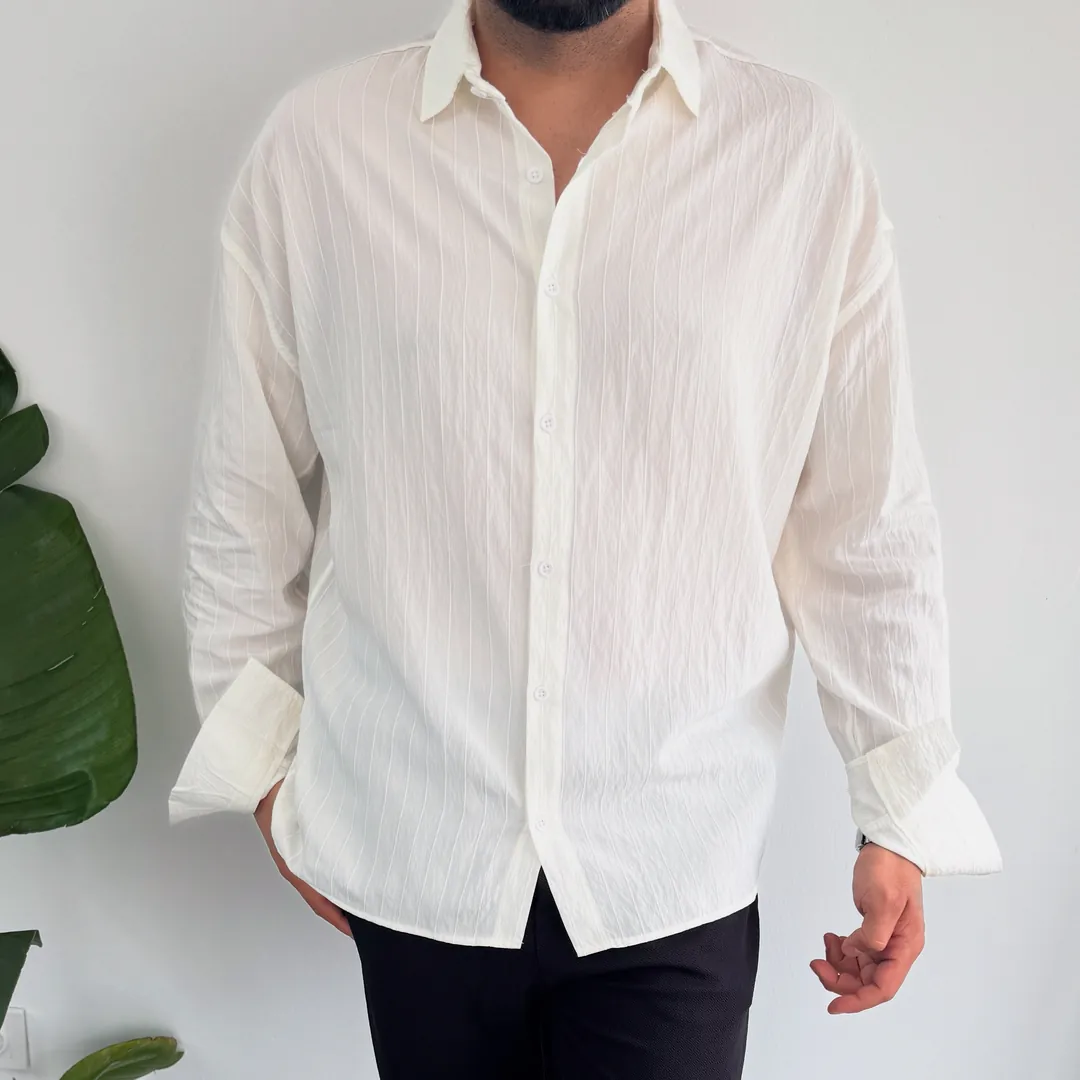 Tensel Kumaş Gömlek - Beyaz