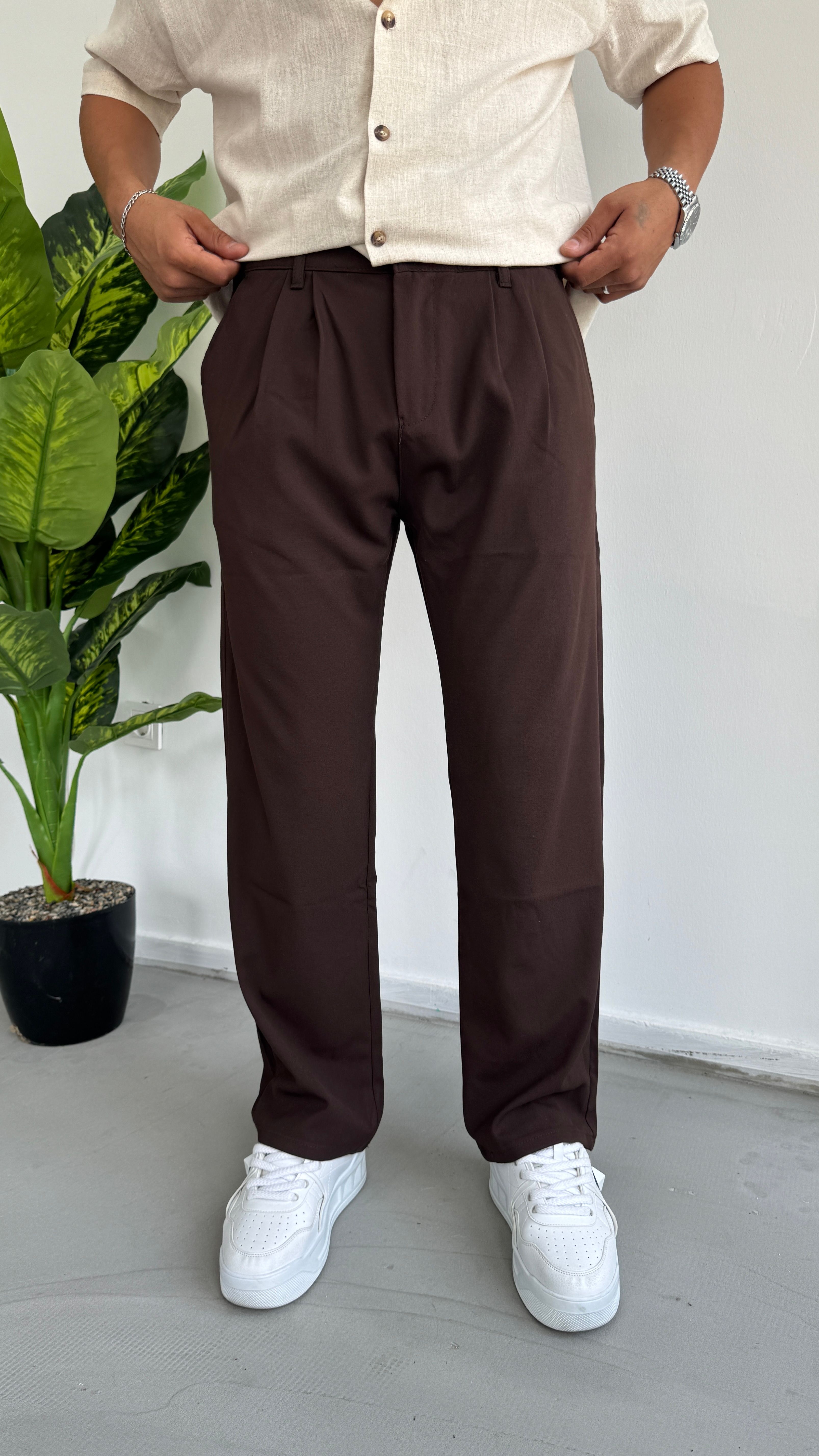 Baggy Pileli kumaş pantolon 