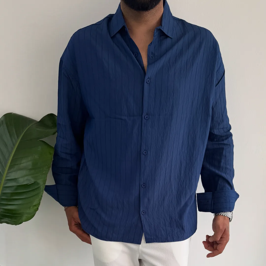 Tensel Kumaş Gömlek - Lacivert