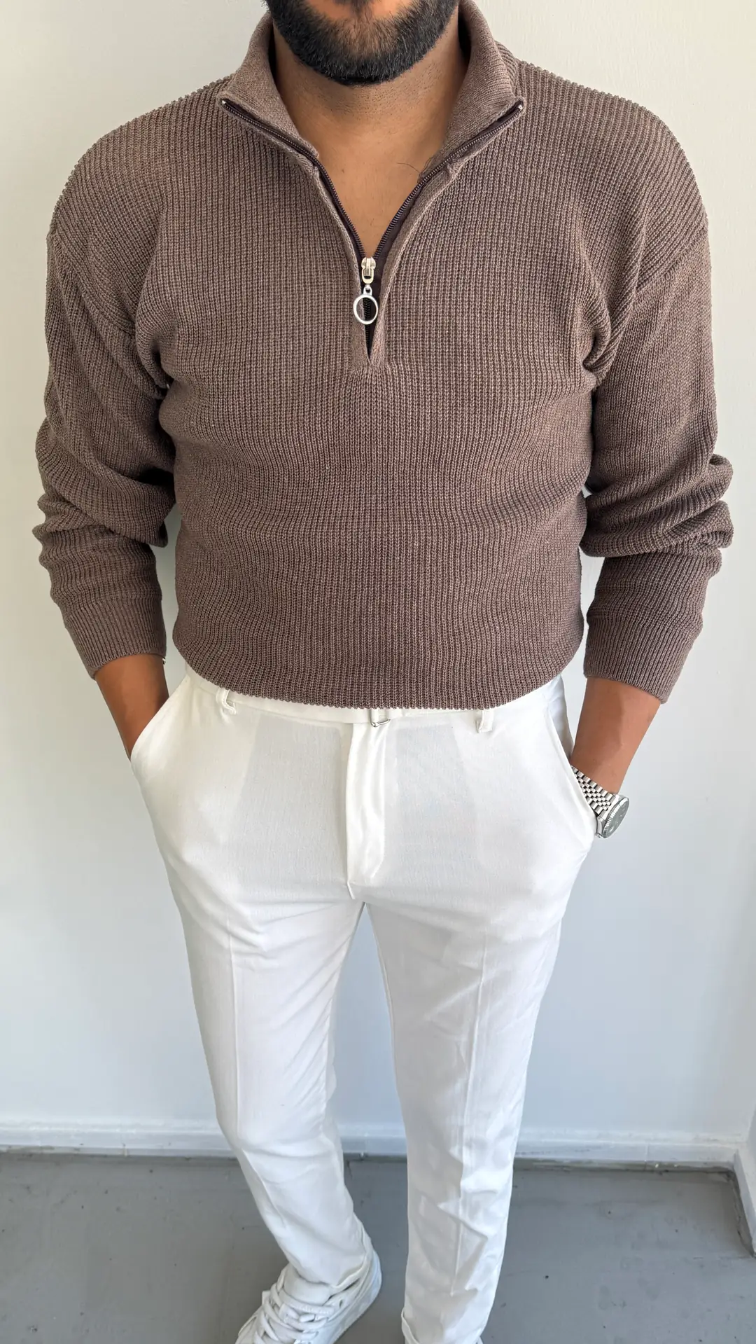 Triko Örme Kazak - Kahve