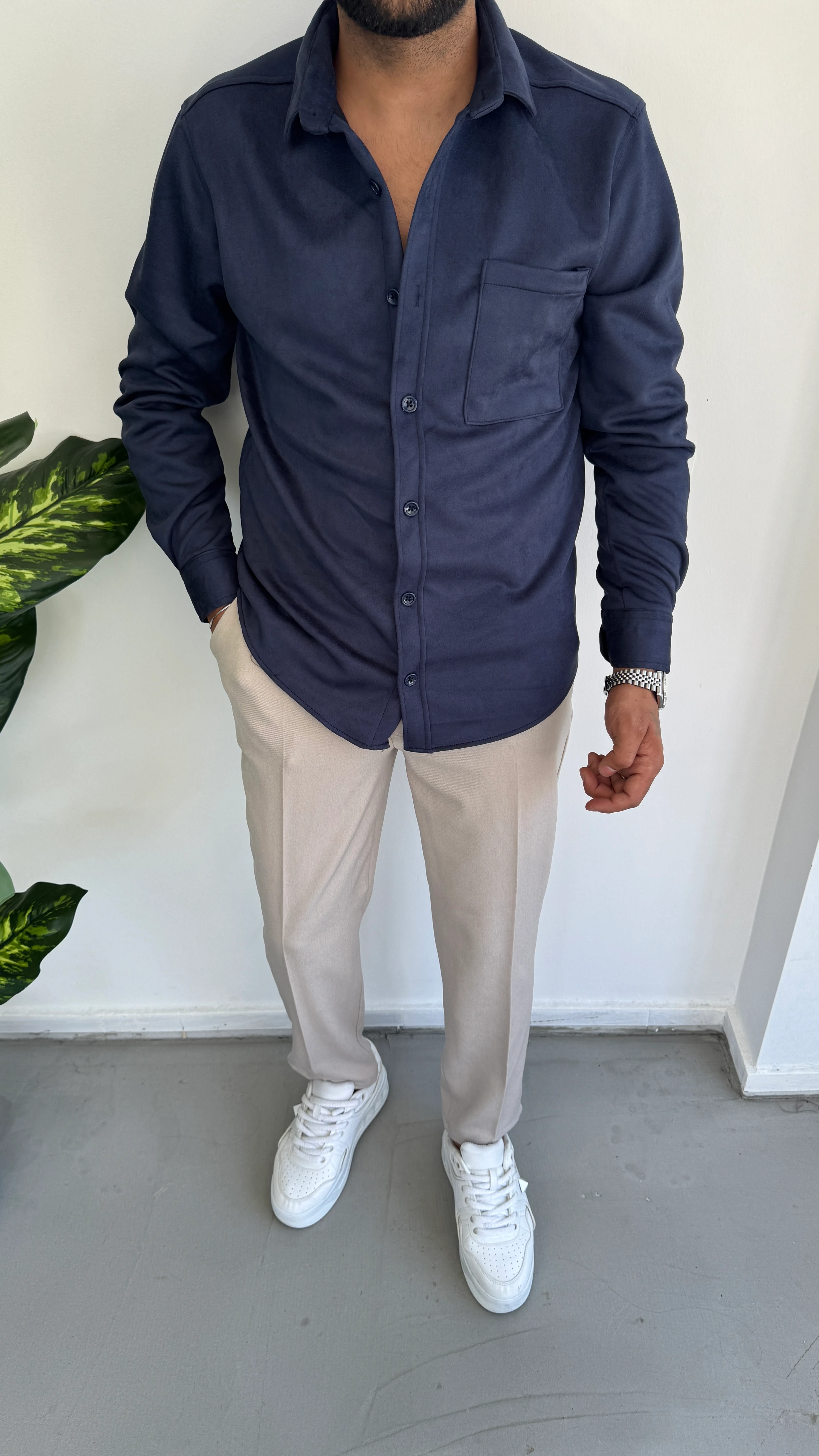 Nubuk Gömlek ( Cep Detay ) - Lacivert