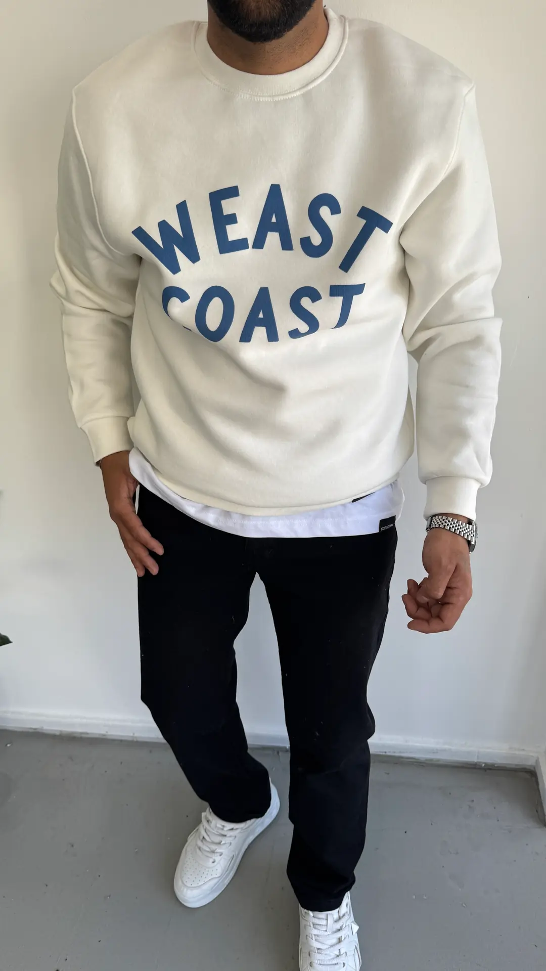 3 İplik Şardonlu Sweatshirt ( Bisiklet Yaka ) - Ekru