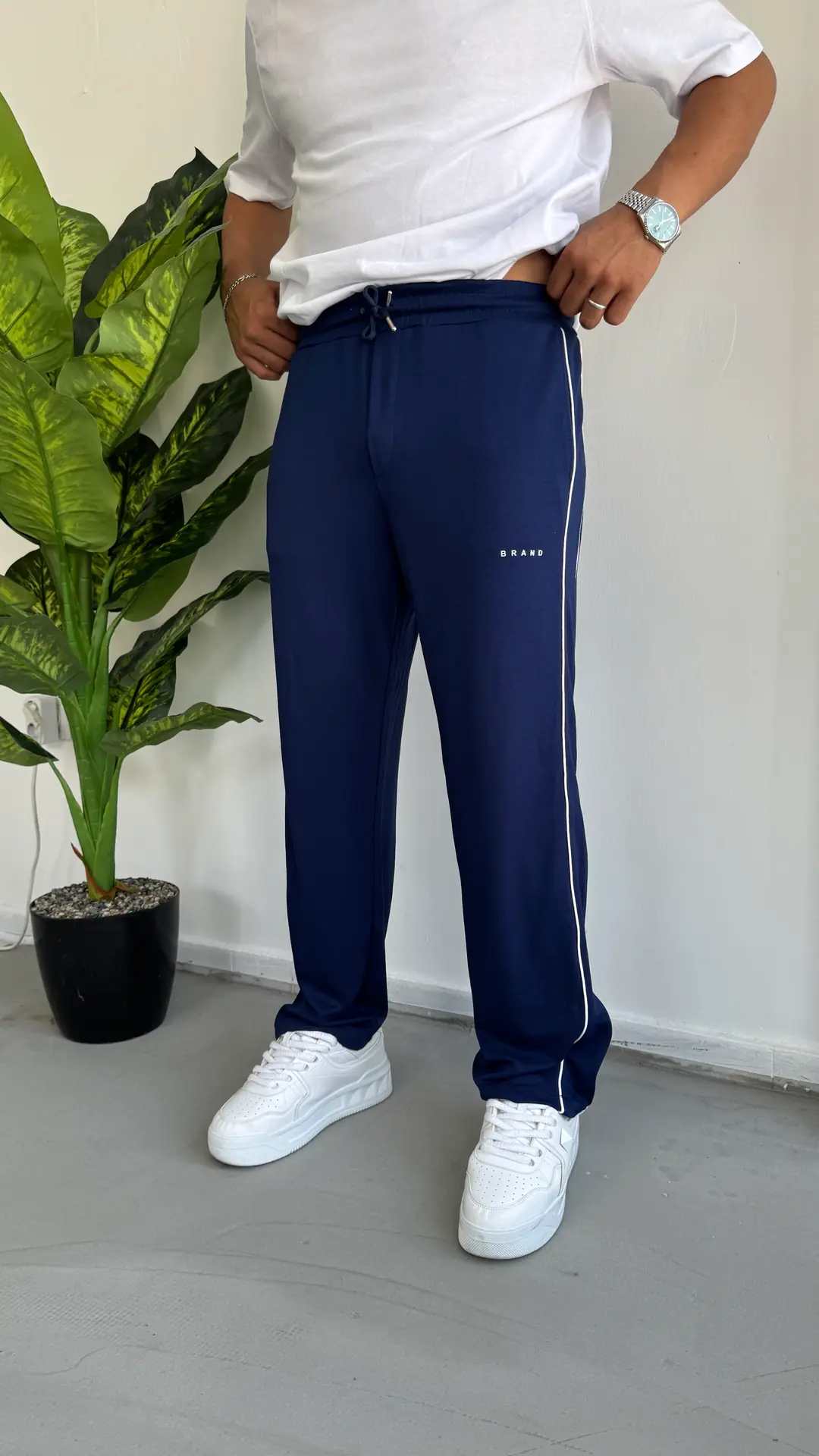 Oysho Kumaş Şerit Detay Pantolon - Lacivert