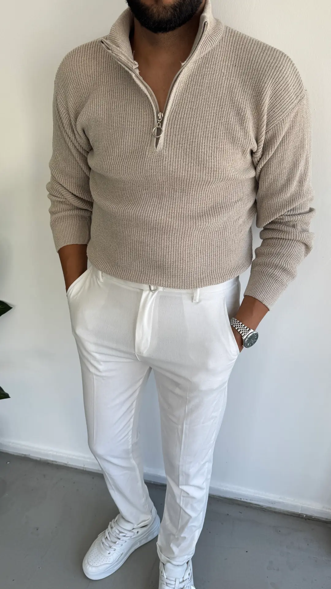 Triko Örme Kazak - Bej