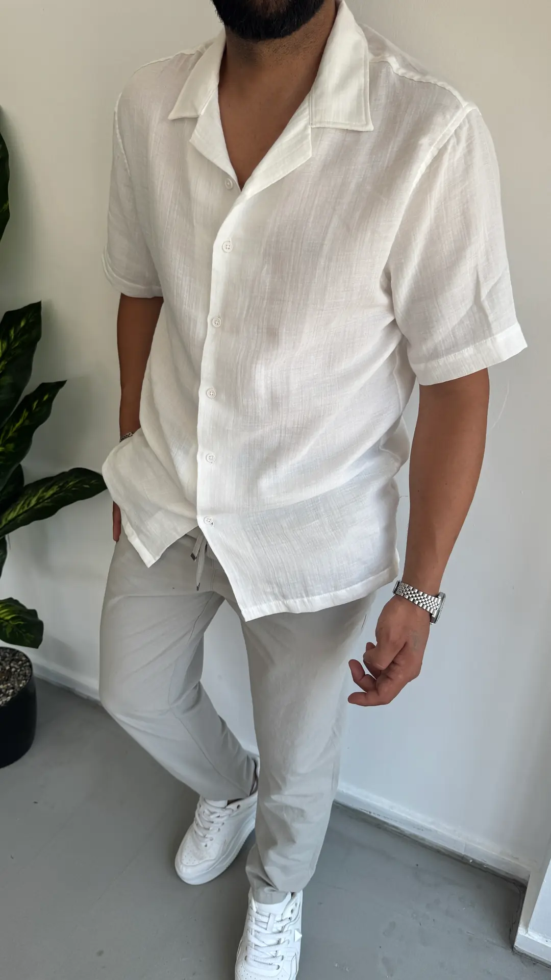 Müslin Kumaş Kısa Kol Gömlek