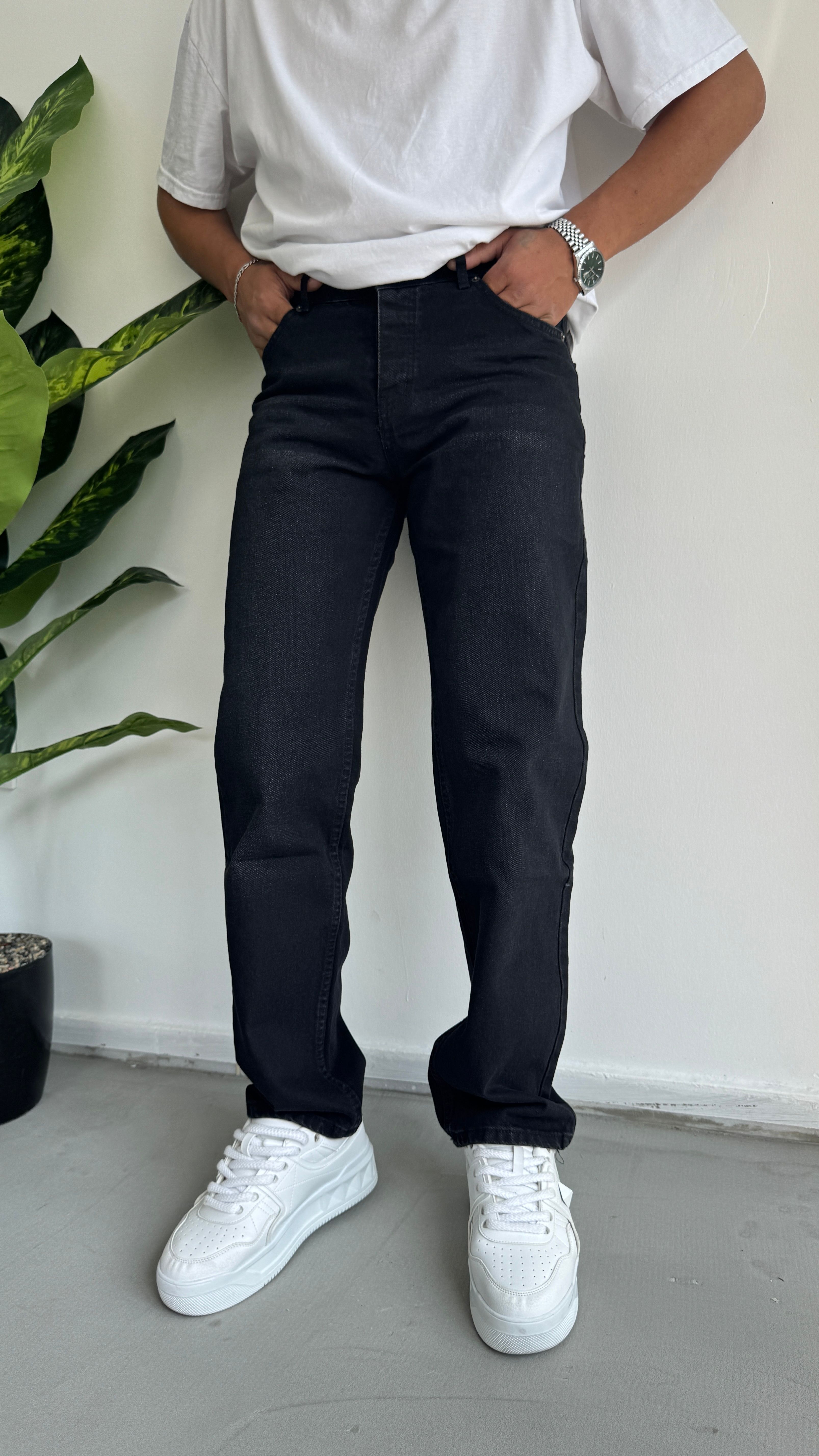 Baggy kot pantolon (taşlama desen)
