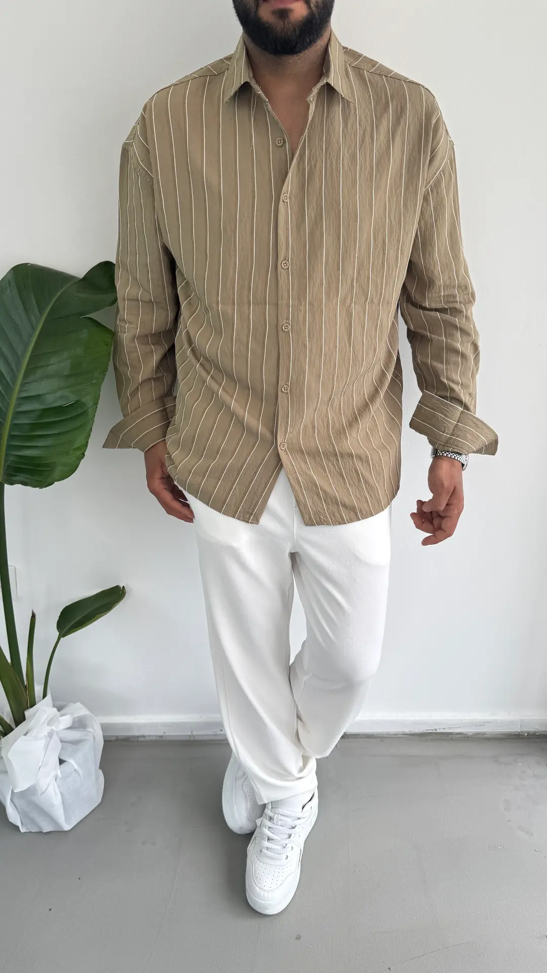 Tensel Kumaş Gömlek Çizgili