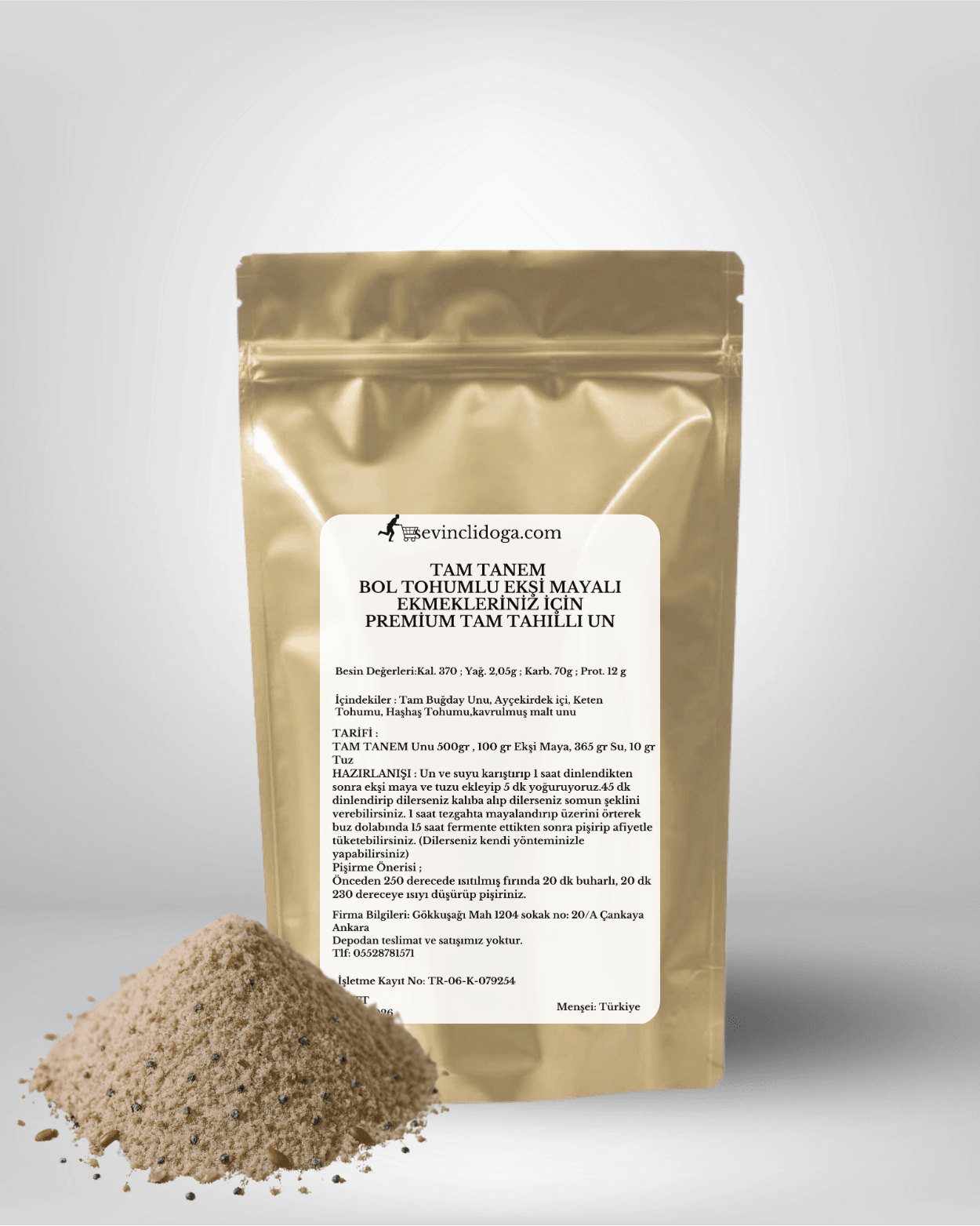 TAM TANEM BOL TOHUMLU  EKŞİ MAYALI EKMEKLERİNİZ İÇİN PREMİUM TAM TAHILLI UN - 1 kg