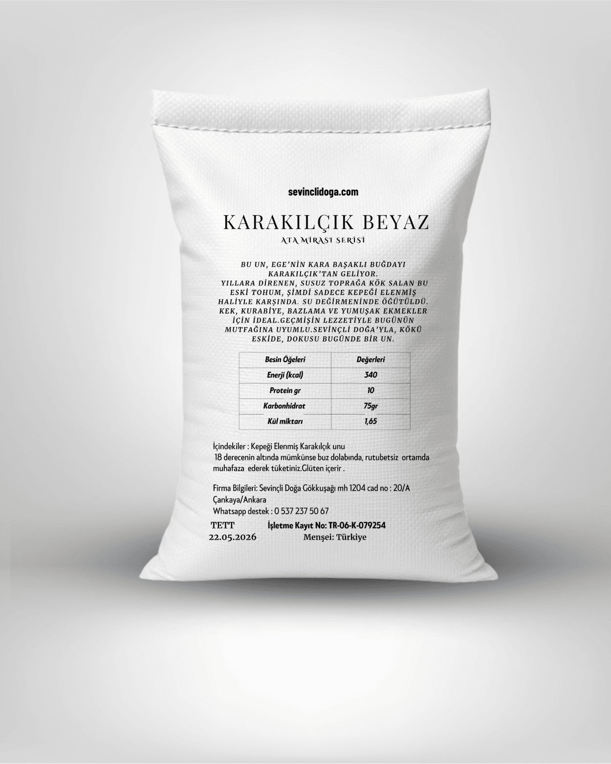 Ata Tohumu Karakılçık Beyaz Un Su Değirmeninde Öğütülmüş (Düşük Gluten) - 2 kg