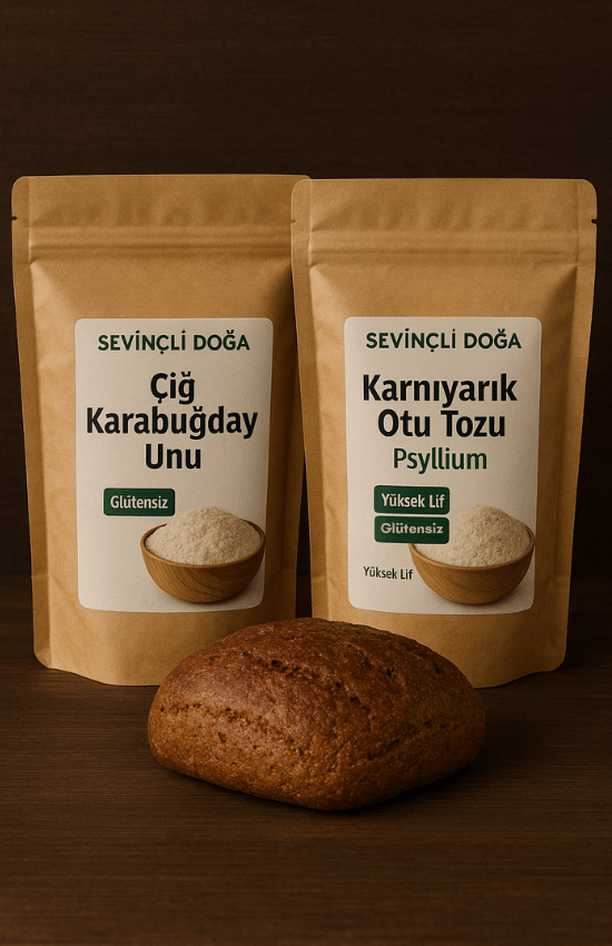 MUHTEŞEM İKİLİ❤️ 1 KG ÇİĞ KARABUĞDAY UNU-100 GR KARNIYARIK OTU TOHUMU TOZU🍀