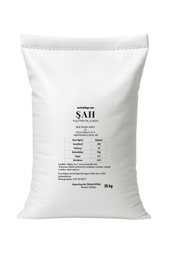 Şah Ekşi Mayalı Ekmek  & Pizzalarınıza  Özel Ağartılmamış Beyaz -Protein %14 - 25 kg
