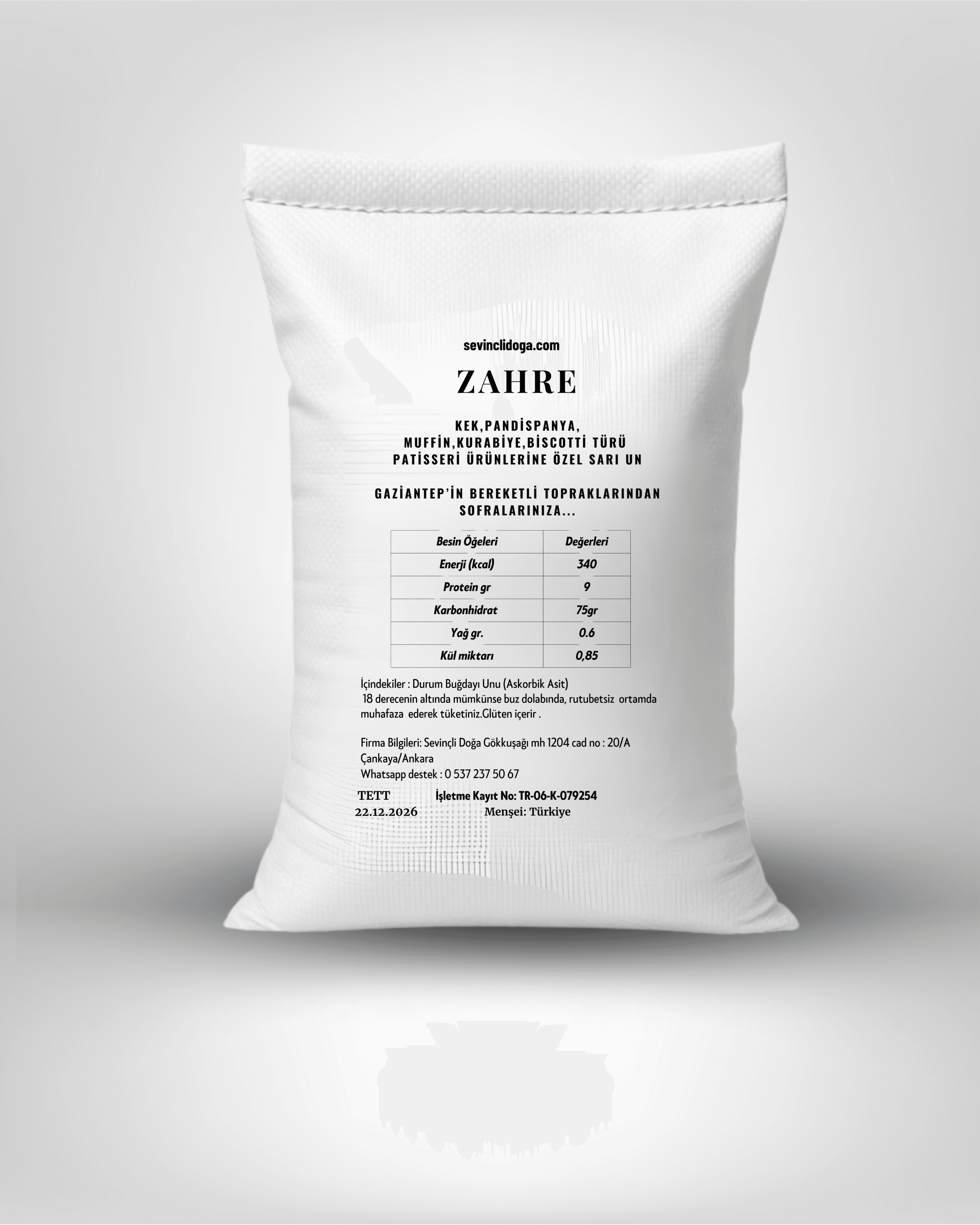 ZAHRE KEK, PANDİSPANYA ,MUFFİN, COKKİE VE KURABİYELERİNİZE ÖZEL SARI UN - 5 kg