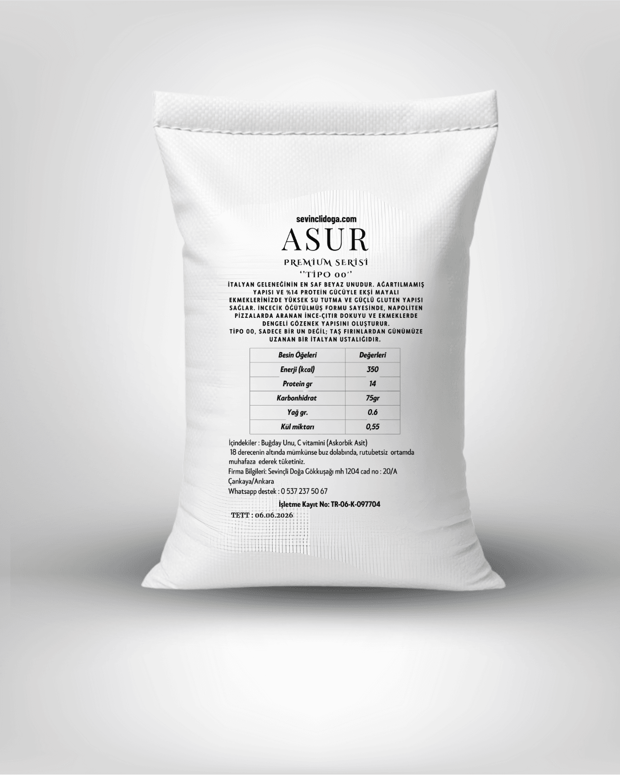 ASUR TİPO 00   iTALYAN TİPi PİZZALARINIZA ÖZEL AĞARTILMAMIŞ BEYAZ UN (PROTEİN %14 ) - 5 kg
