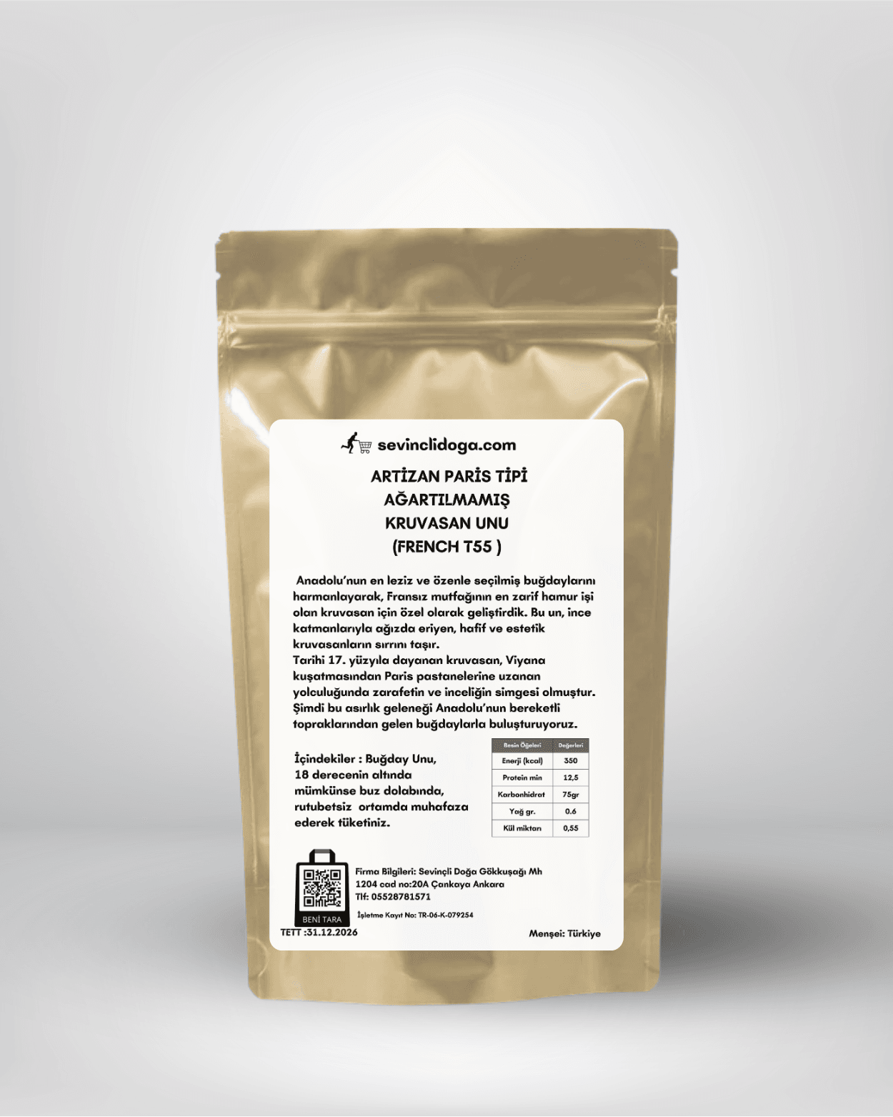 Artizan Paris Tipi Ağartılmamış Kruvasan Unu (French T55 ) - 1 kg