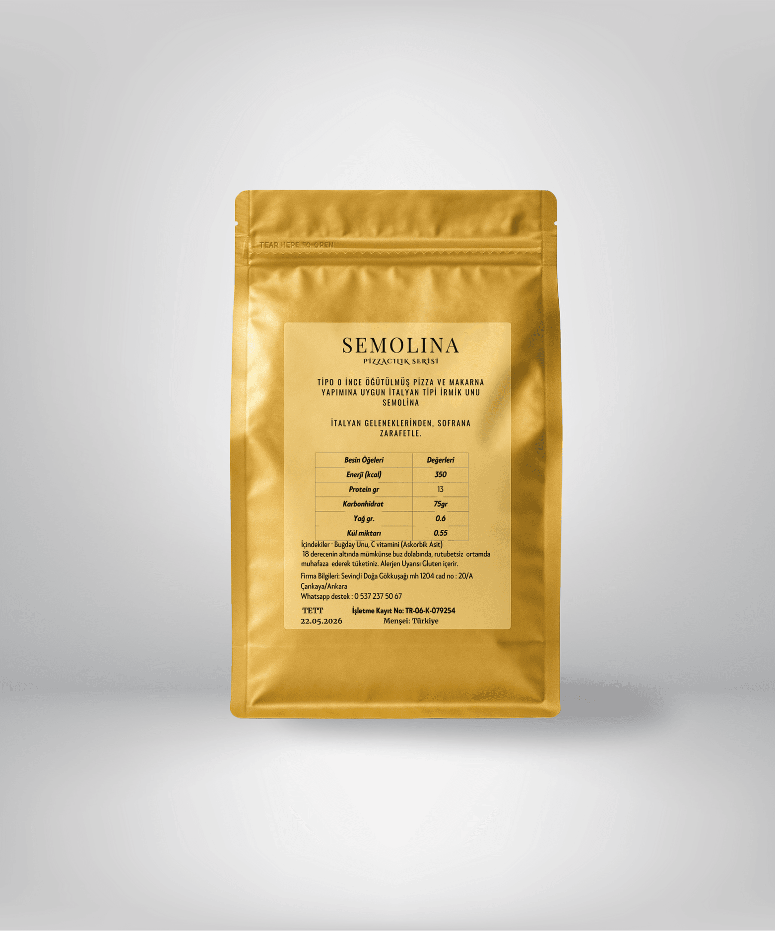 İtalyan Tipi Semolina Unu 1 kg (Tipo 0) - 1 kg