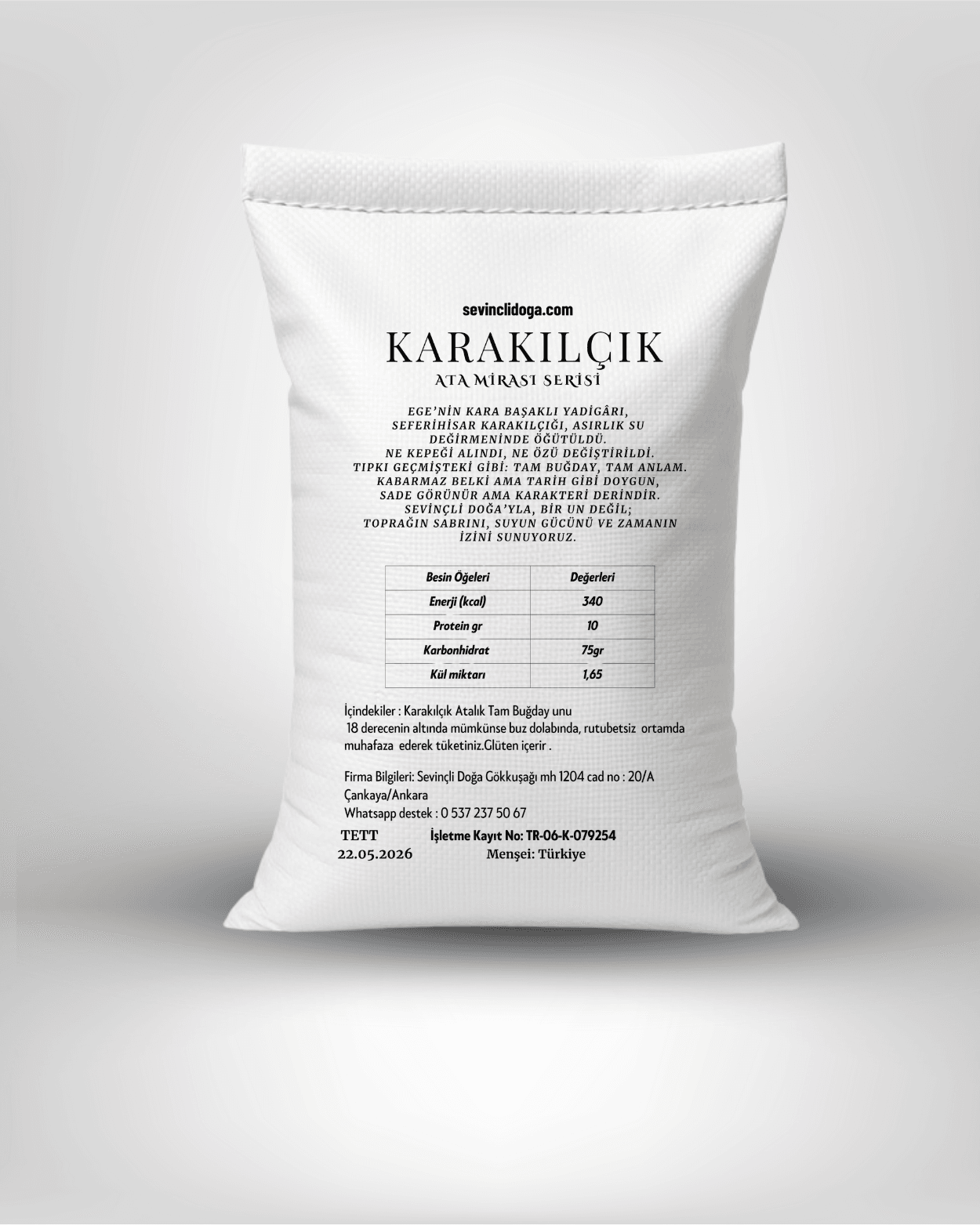 Karakılçık Tam Buğday Unu Su Değirmeninde Öğütülmüş - 2 kg