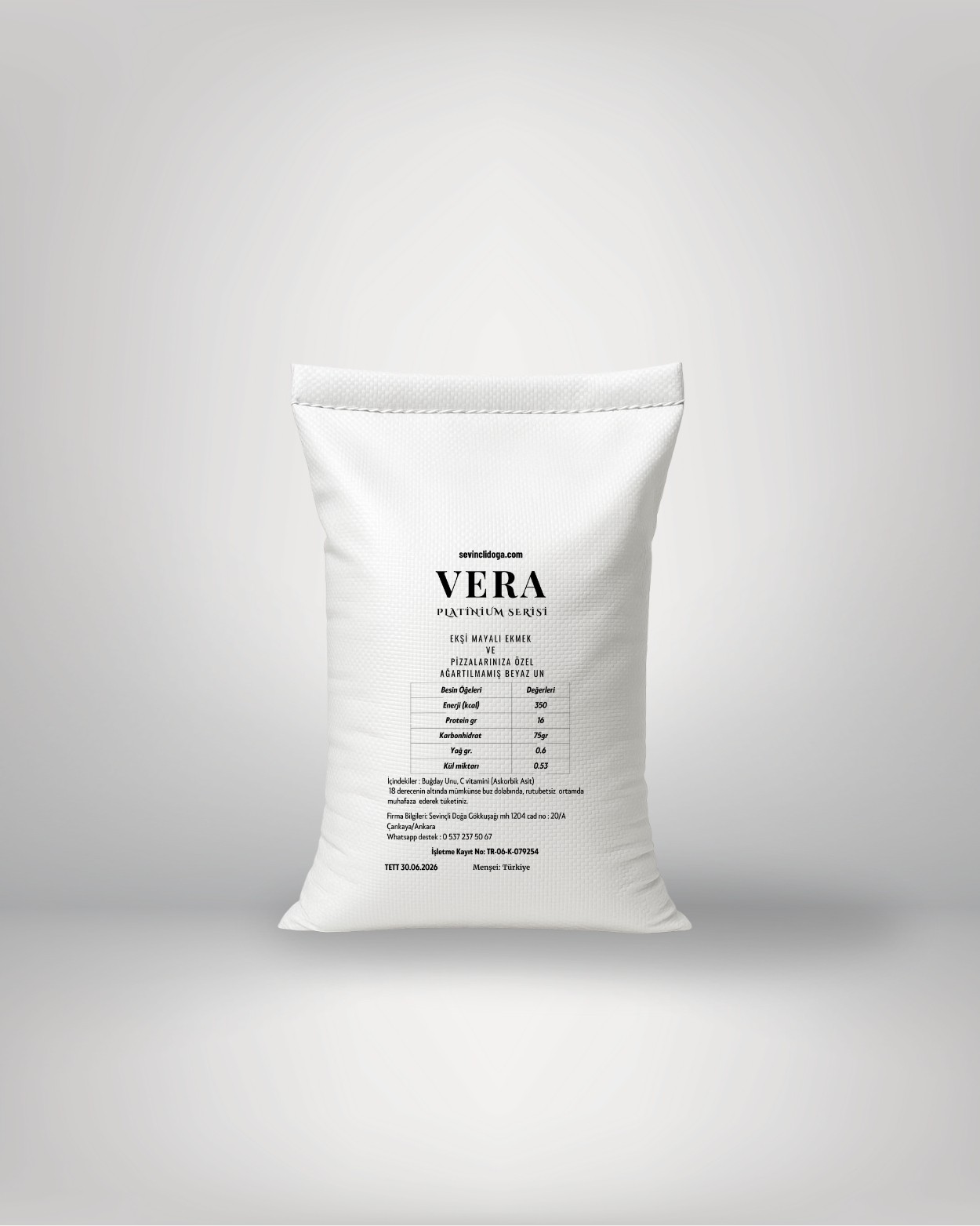 VERA PREMIUM - EKŞİ MAYALI EKMEK VE PİZZA İÇİN ÖZEL AĞARTILMAMIŞ BEYAZ UN (PROTEİN %16) - 5 kg