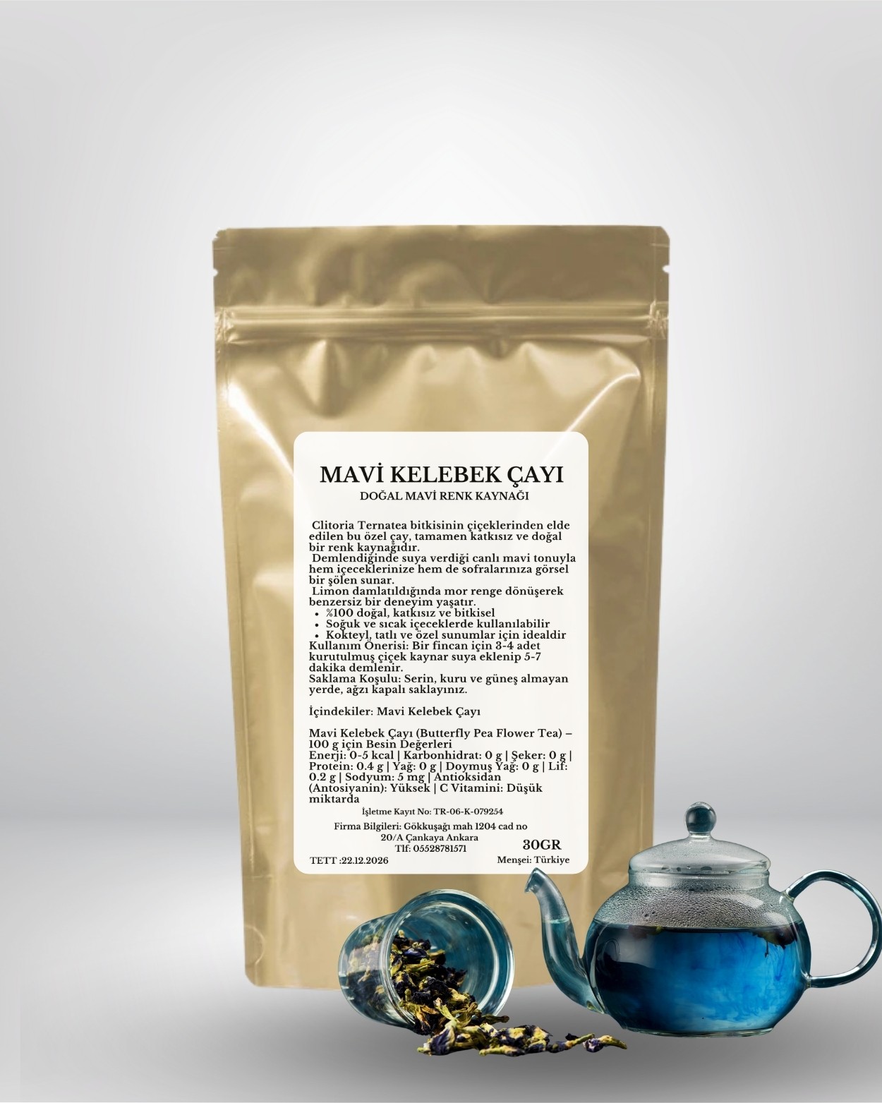 30 gr  Mavi Kelebek Çayı – Doğal Mavi Renk Kaynağı