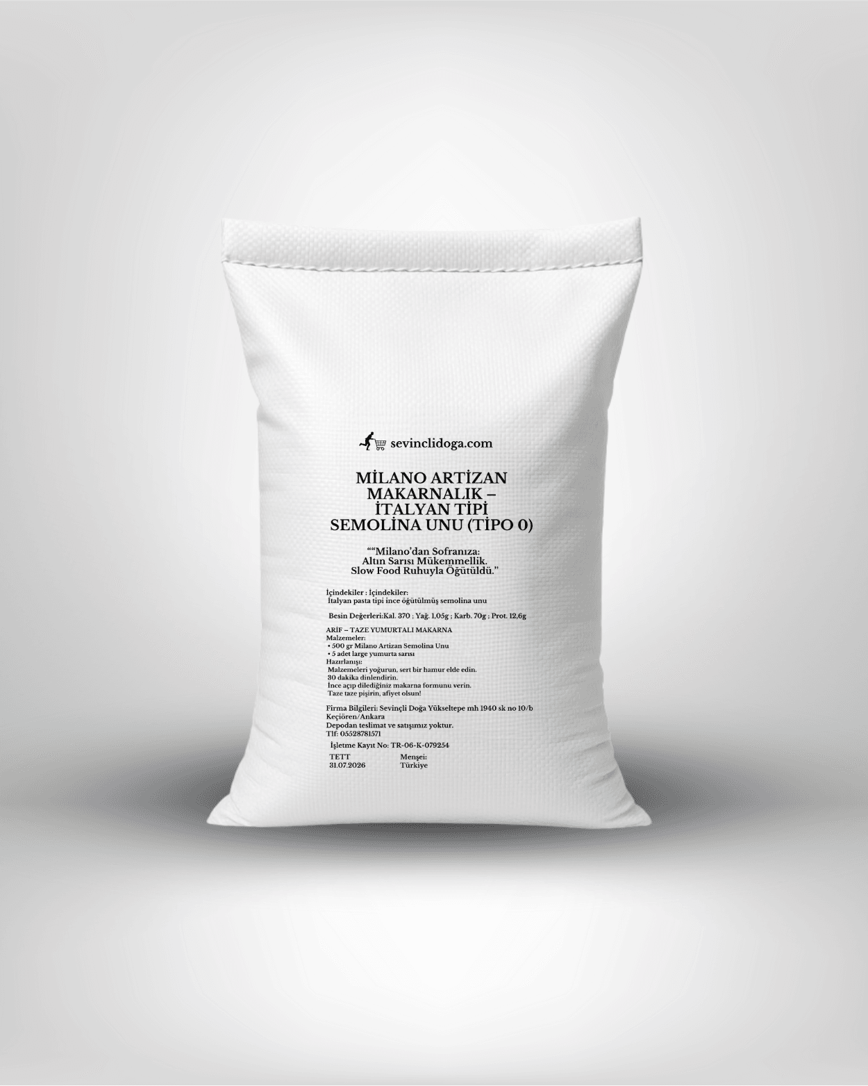 MİLANO İTALYAN TİPİ MAKARNALIK LÜKS ARTİZAN UN  - 5 kg