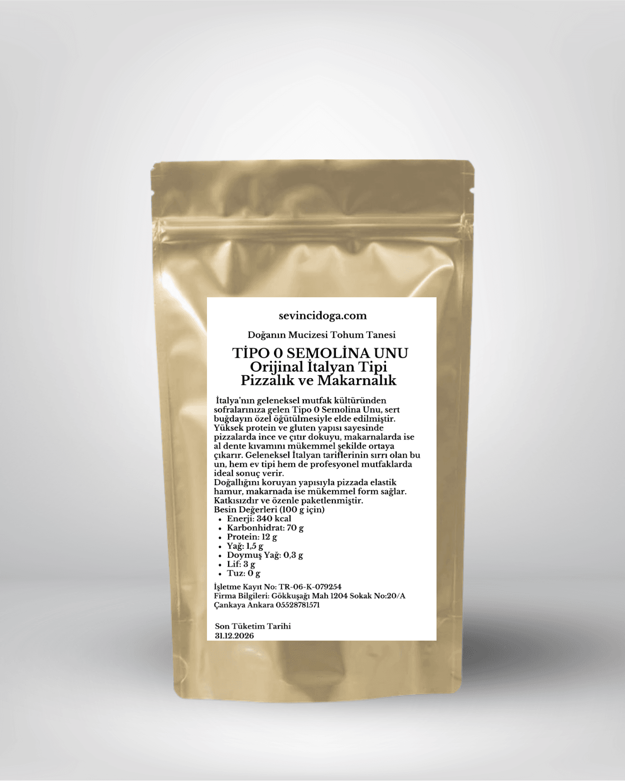 TİPO 0 SEMOLİNA UNU-Orijinal İtalyan Tipi Pizzalık ve Makarnalık- - 1 kg
