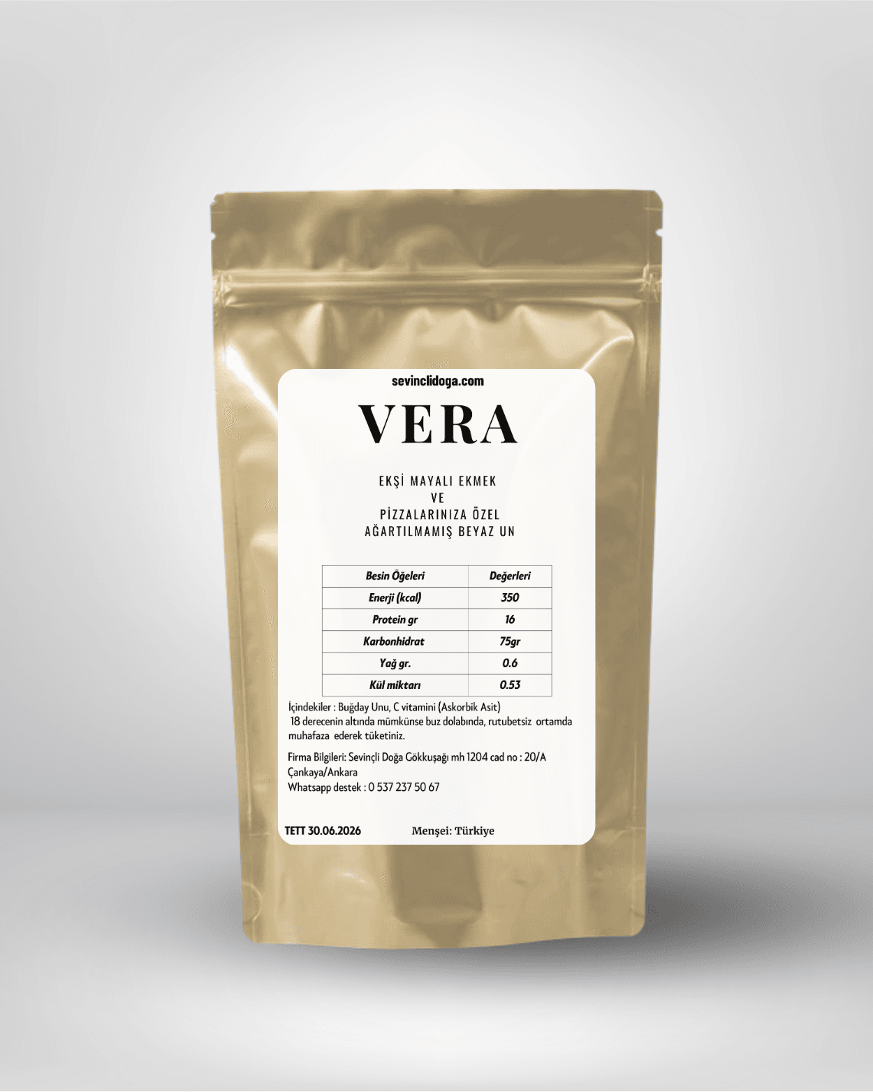 Vera Premıum - Ekşi Mayalı Ekmek Ve Pizza Için Özel Ağartılmamış Beyaz Un (PROTEİN %16) - 1 kg