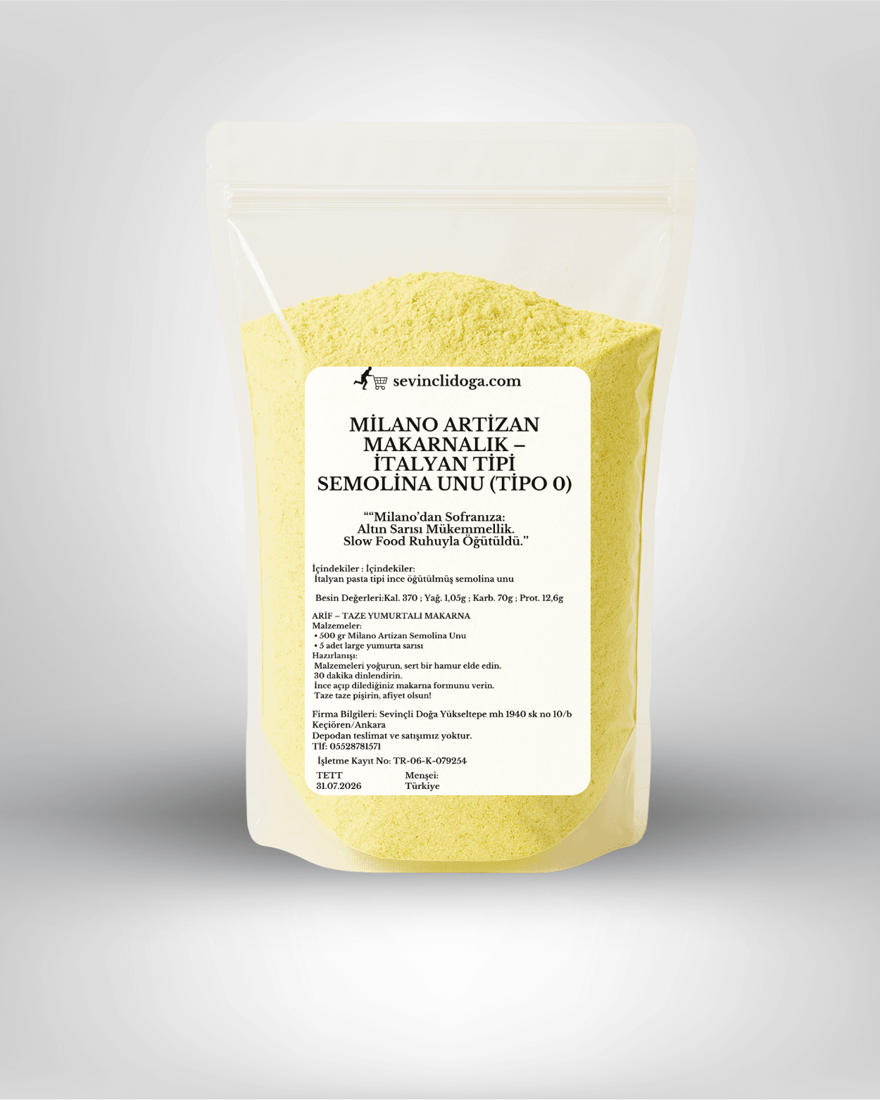 MİLANO İTALYAN TİPİ MAKARNALIK LÜKS ARTİZAN UN  - 2 kg