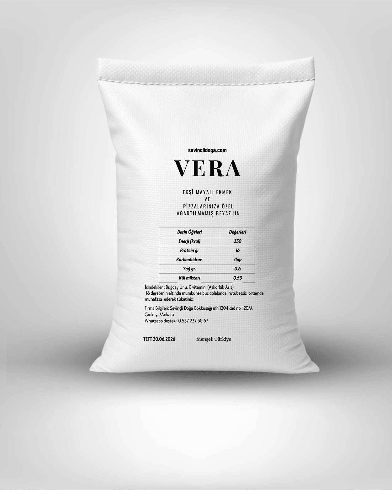 Vera Premıum - Ekşi Mayalı Ekmek Ve Pizza Için Özel Ağartılmamış Beyaz Un (PROTEİN %16) - 2 kg