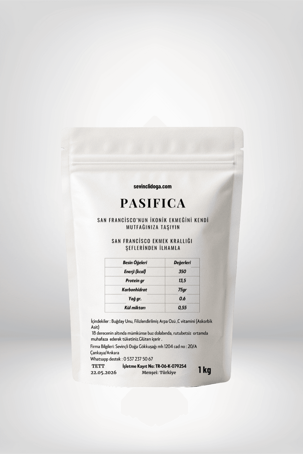PASIFICA SAN FRANCİSCO TİPİ EKMEKLİK AĞARTILMAMIŞ BEYAZ UN  - 1 kg