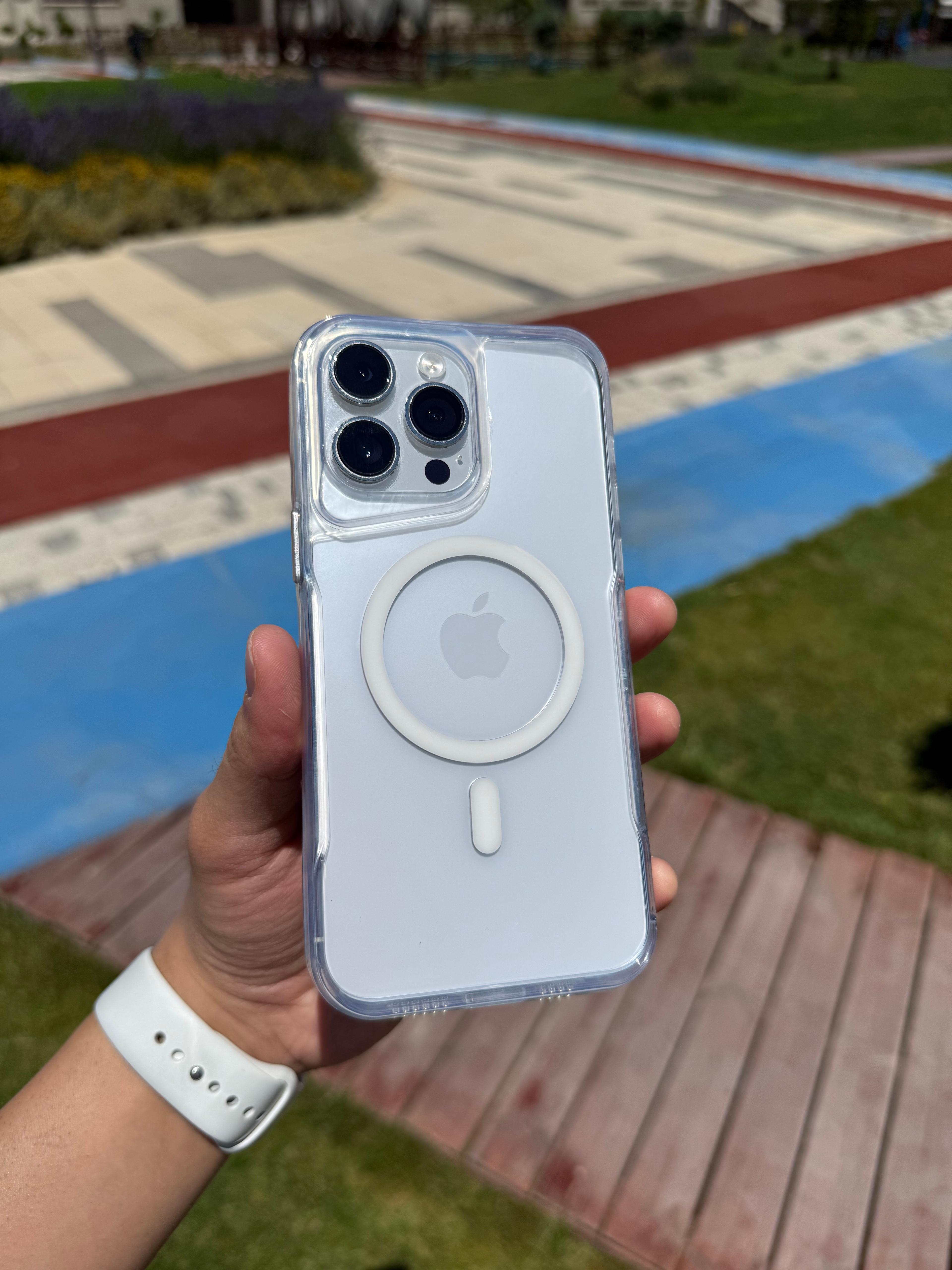 MagSafe Kamera Köşe Korumları iPhone Telefon Kılıfı - Beyaz