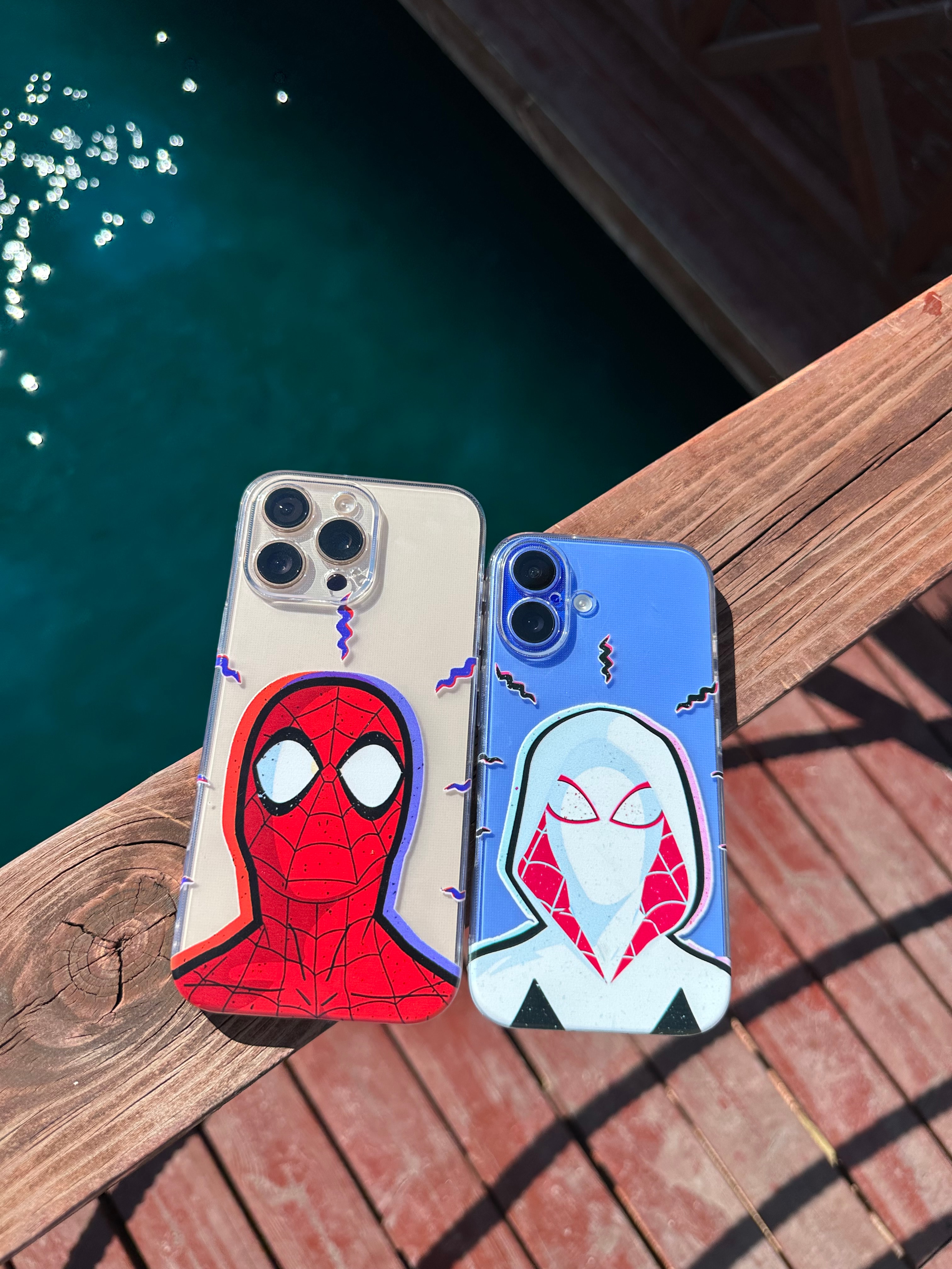 🕷️Spider-Verse Aşkı: Peter & Gwen İkili Şeffaf Telefon Kılıfları 