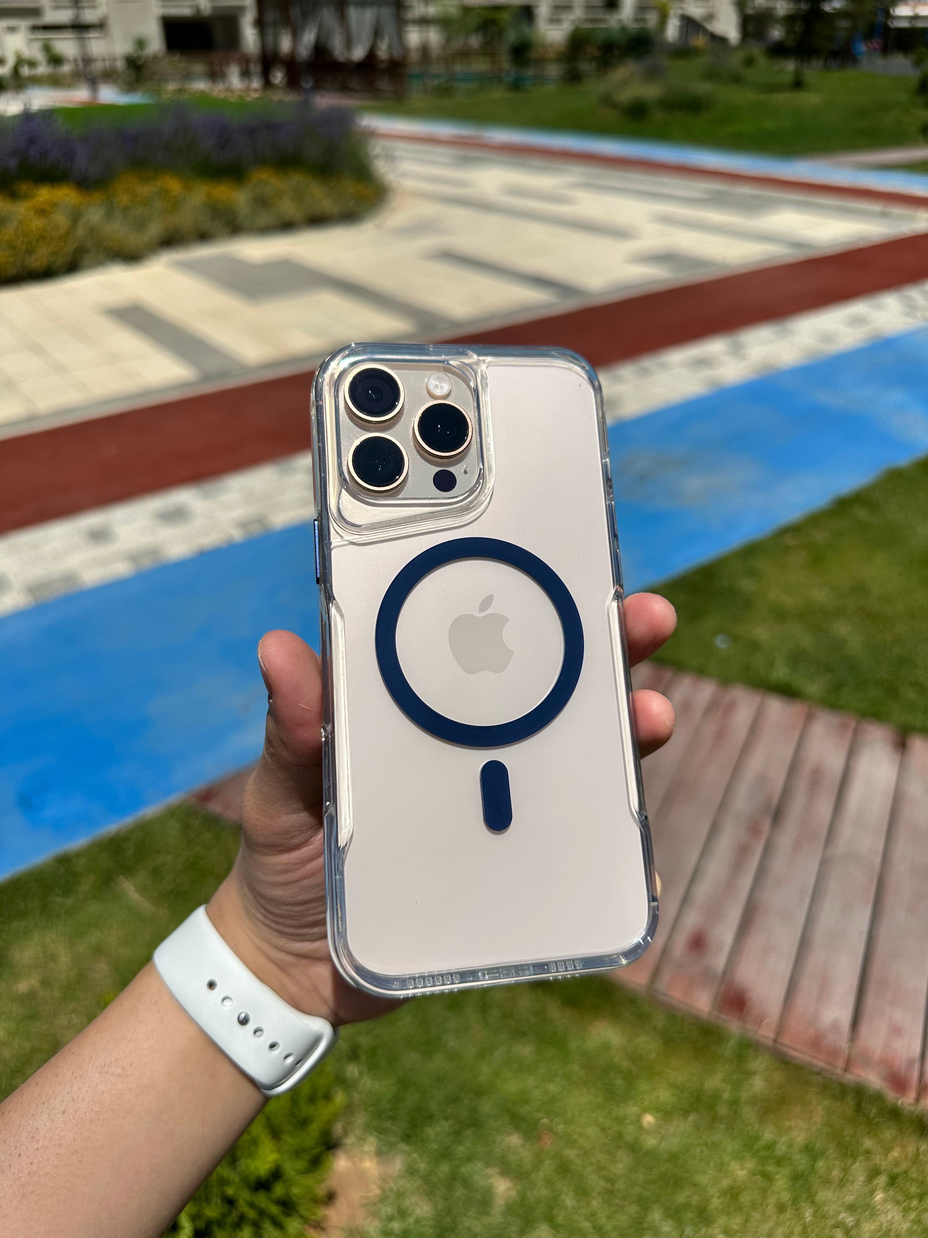 MagSafe Kamera Köşe Korumları iPhone Telefon Kılıfı - Lacivert