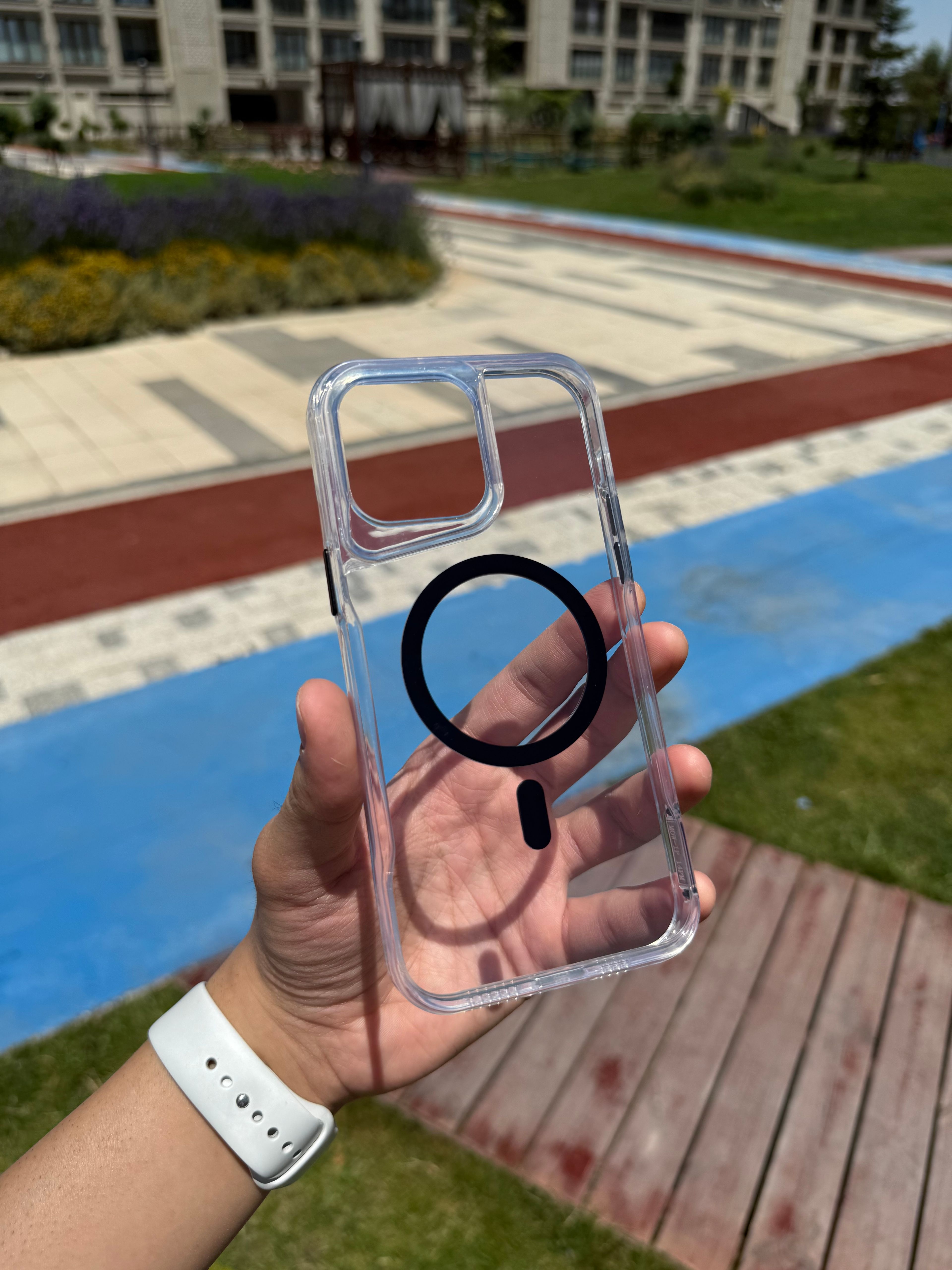 MagSafe Kamera Köşe Korumları iPhone Telefon Kılıfı - Siyah